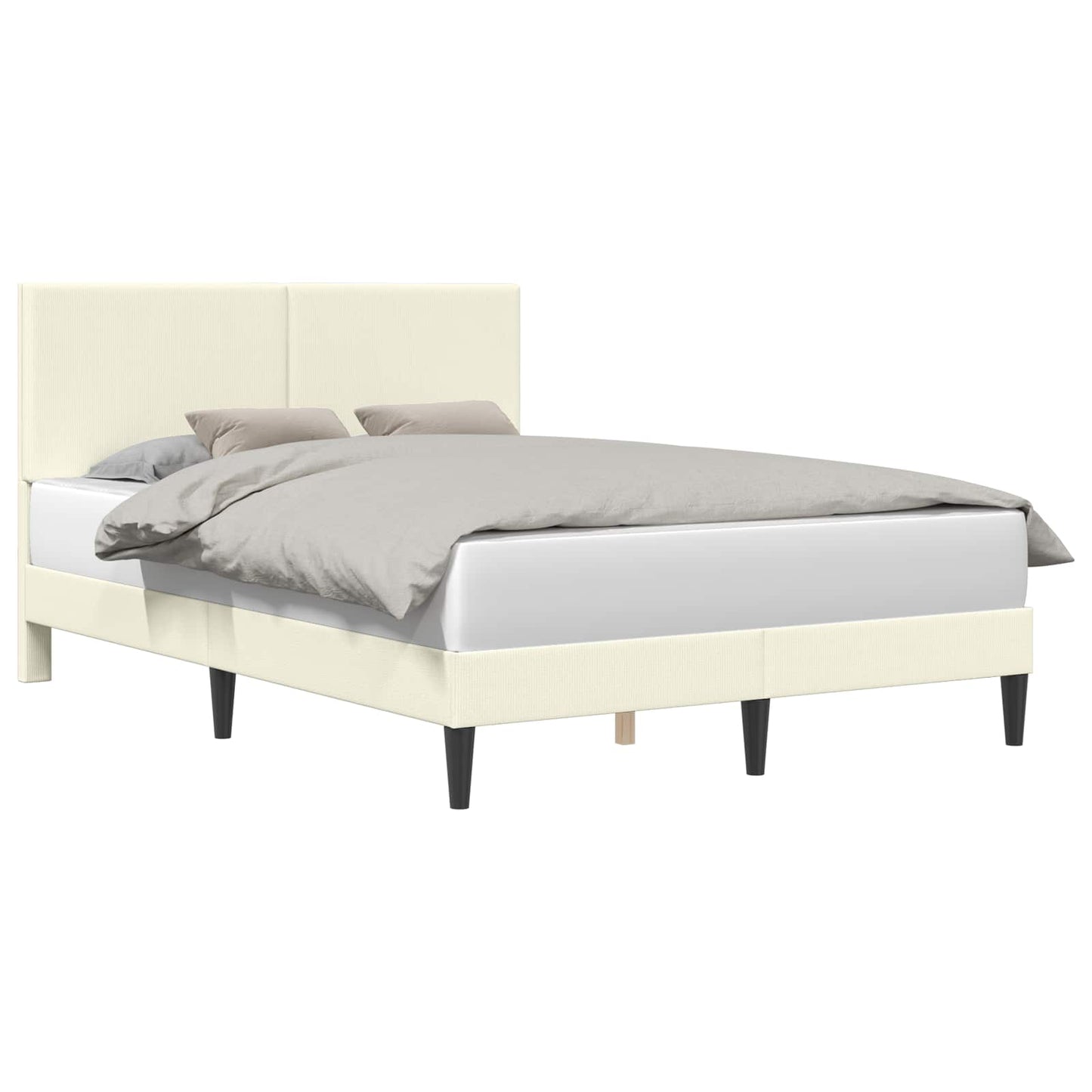Sengestel med hovedgærde Cremefarvet 120 x 190 cm Velourstof