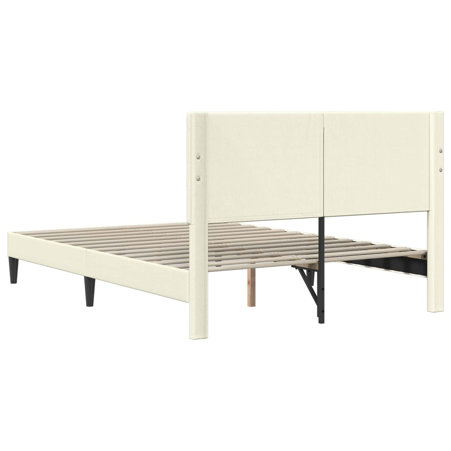 Sengestel med hovedgærde Cremefarvet 140 x 190 cm Velourstof