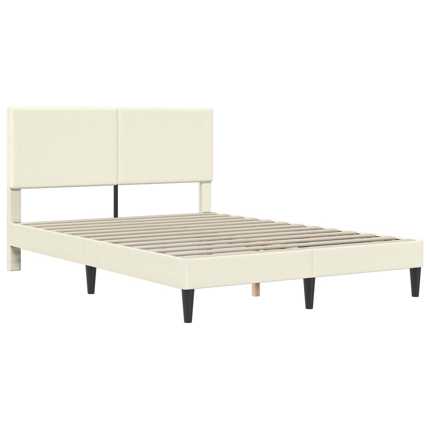 Sengestel med hovedgærde Cremefarvet 140 x 200 cm Velourstof