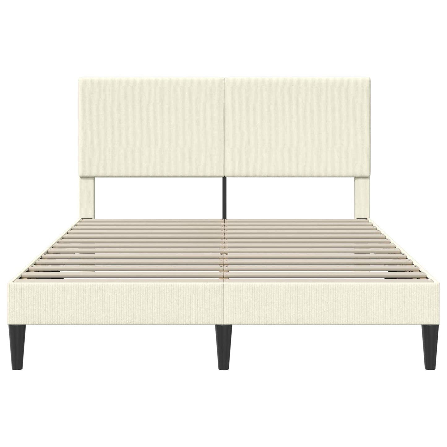 Sengestel med hovedgærde Cremefarvet 140 x 200 cm Velourstof