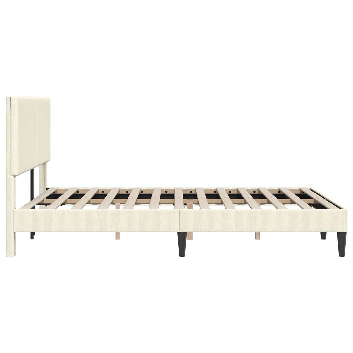 Sengestel med hovedgærde Cremefarvet 140 x 200 cm Velourstof
