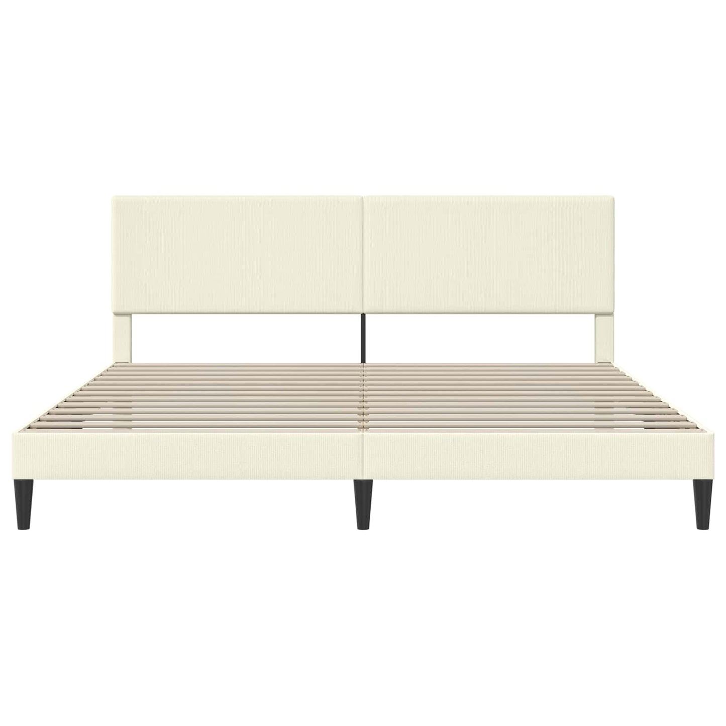 Sengestel med hovedgærde Cremefarvet 180 x 200 cm Velourstof