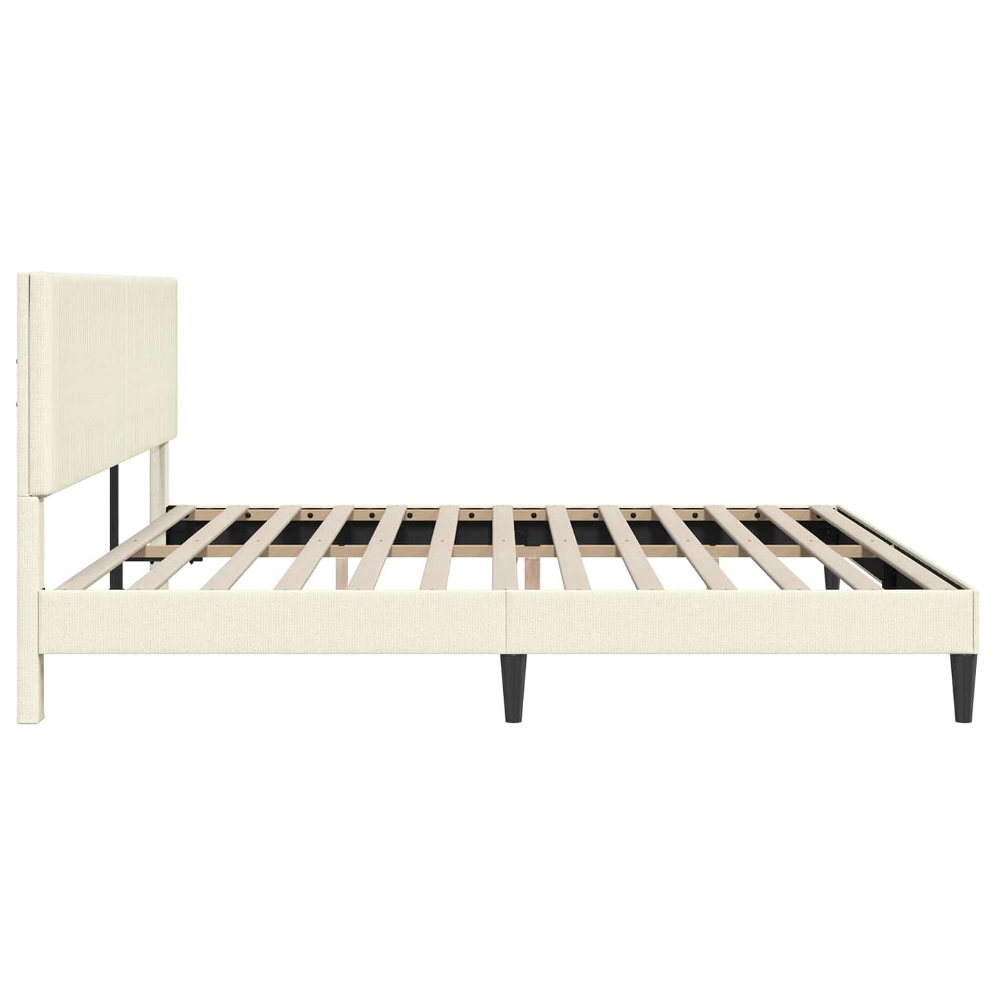 Sengestel med hovedgærde Cremefarvet 180 x 200 cm Velourstof