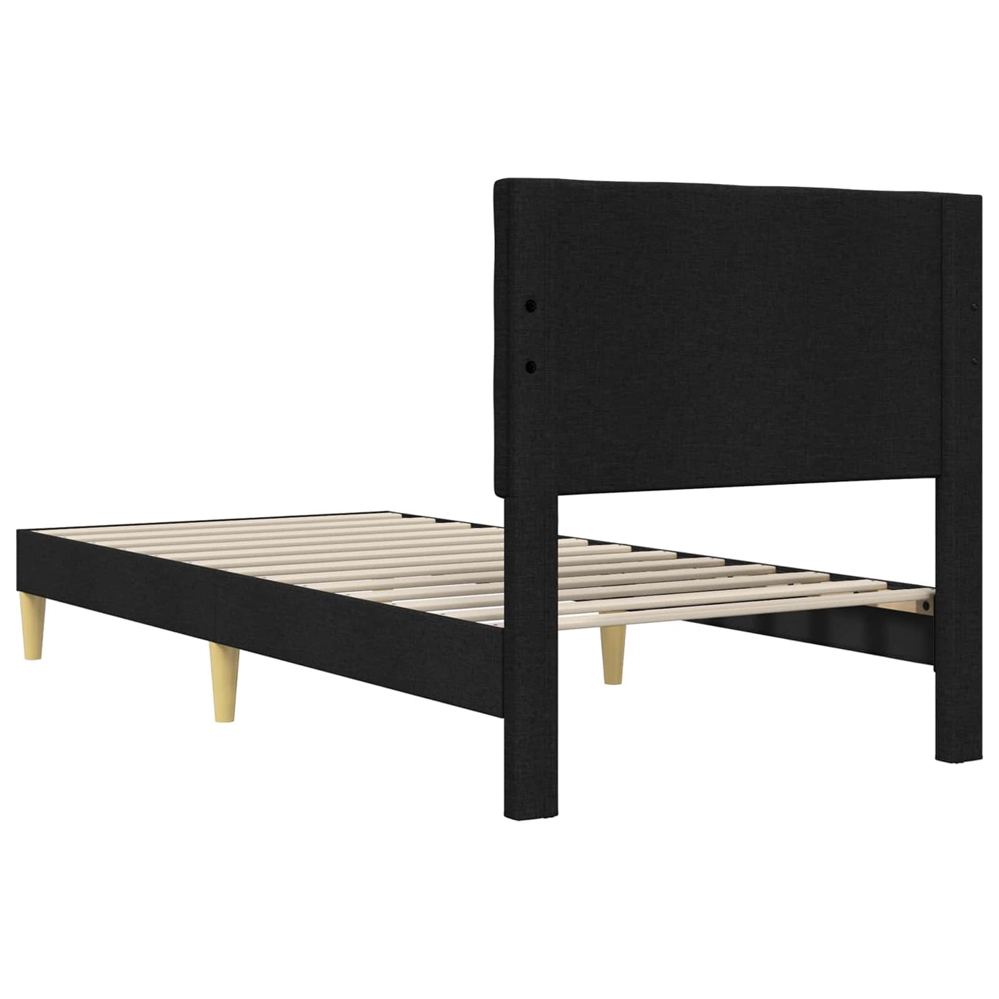 Sengestel med hovedgærde Sort 90 x 200 cm Stof