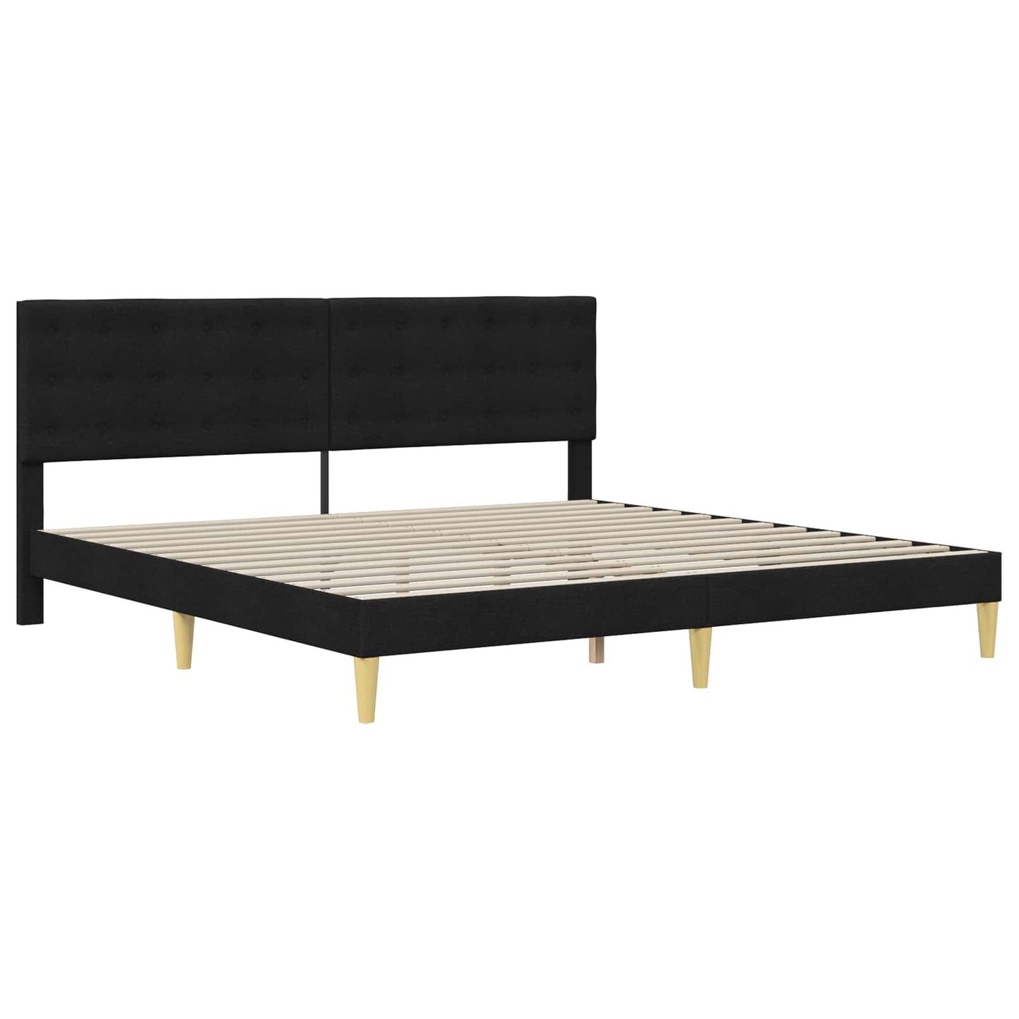 Sengestel med hovedgærde Sort 180 x 200 cm Stof