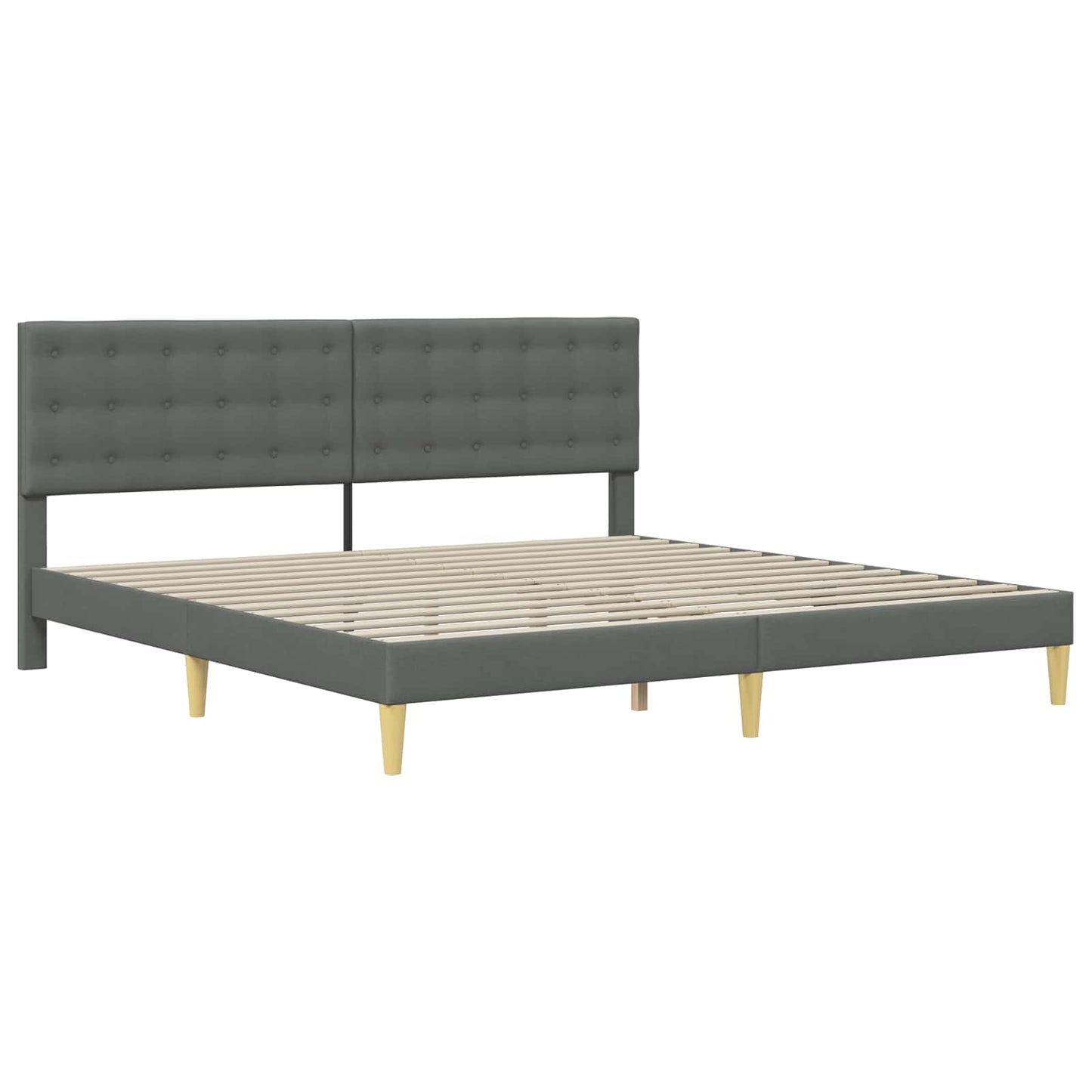 Sengestel med hovedgærde Mørkegrå 200 x 200 cm Stof