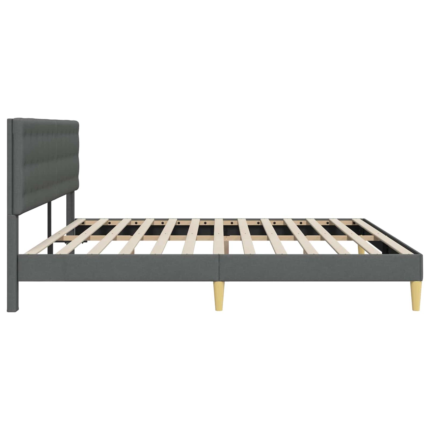 Sengestel med hovedgærde Mørkegrå 200 x 200 cm Stof