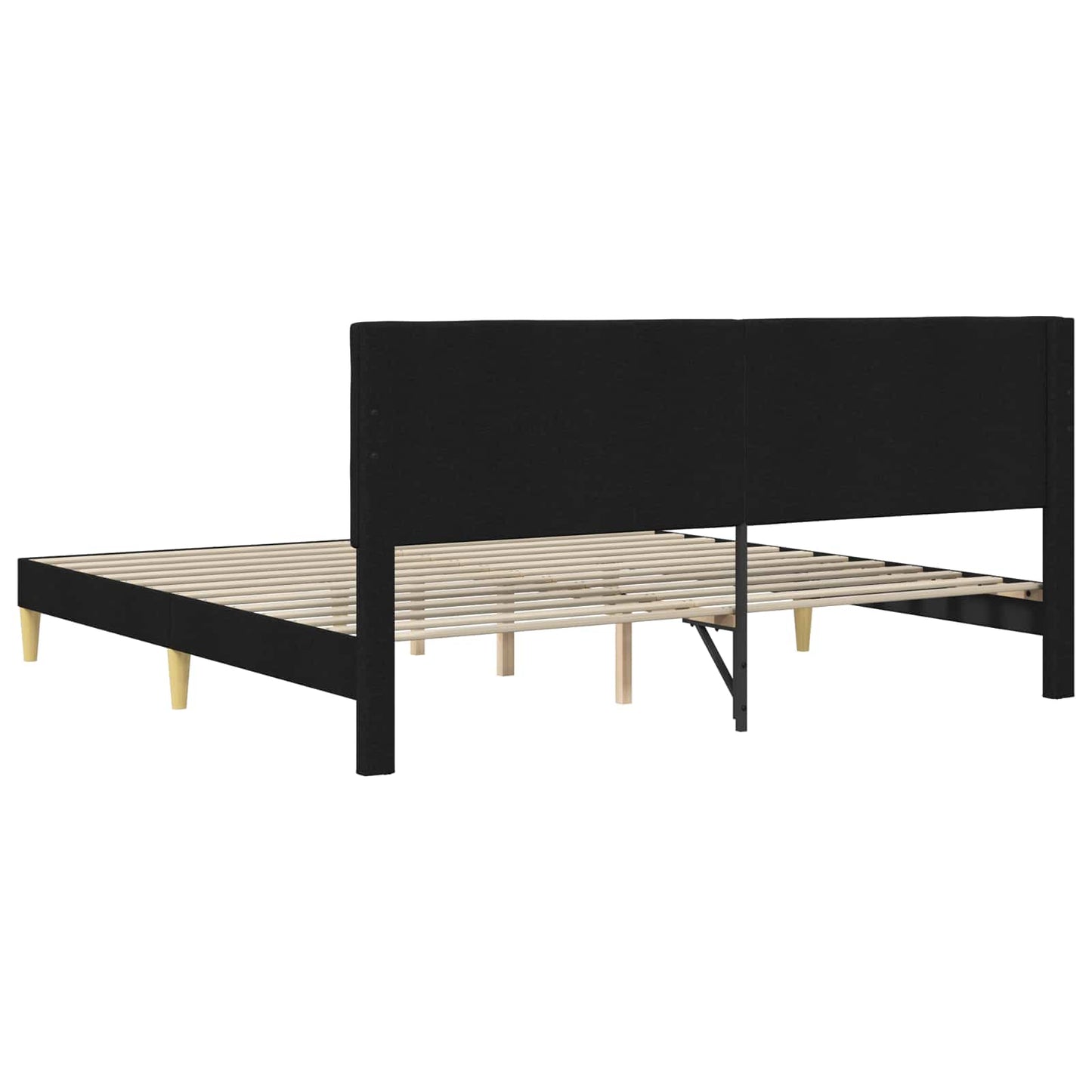 Sengestel med hovedgærde Sort 200 x 200 cm Stof