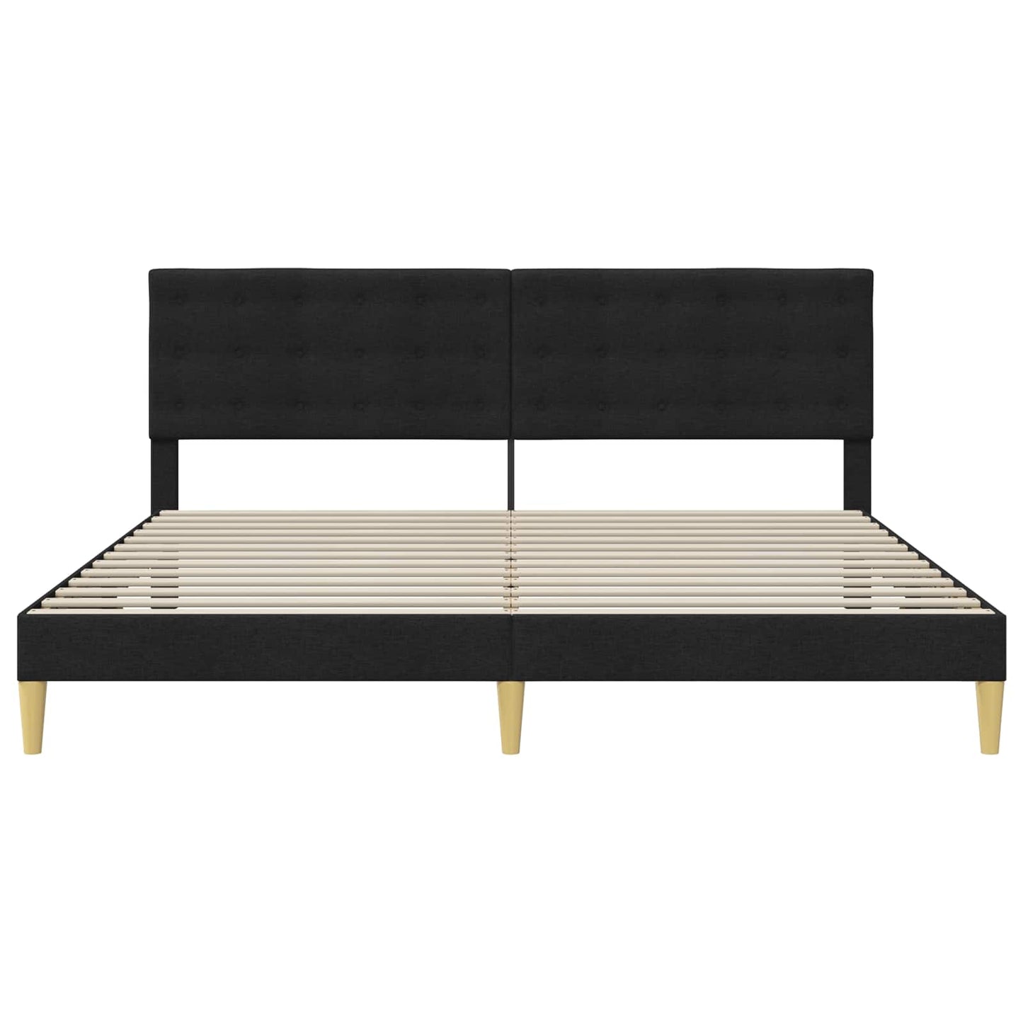 Sengestel med hovedgærde Sort 200 x 200 cm Stof