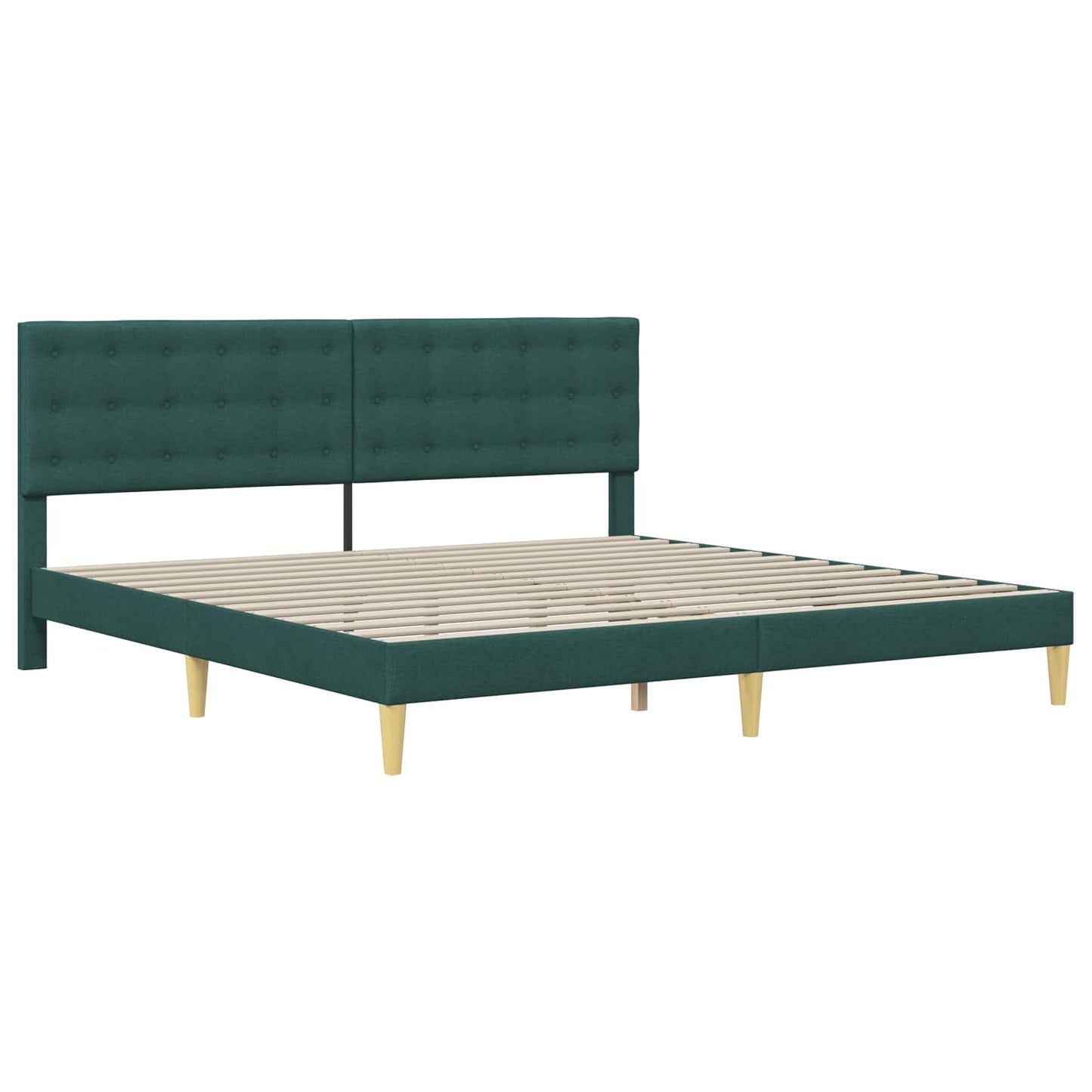 Sengestel med hovedgærde Mørkegrøn 200 x 200 cm Stof