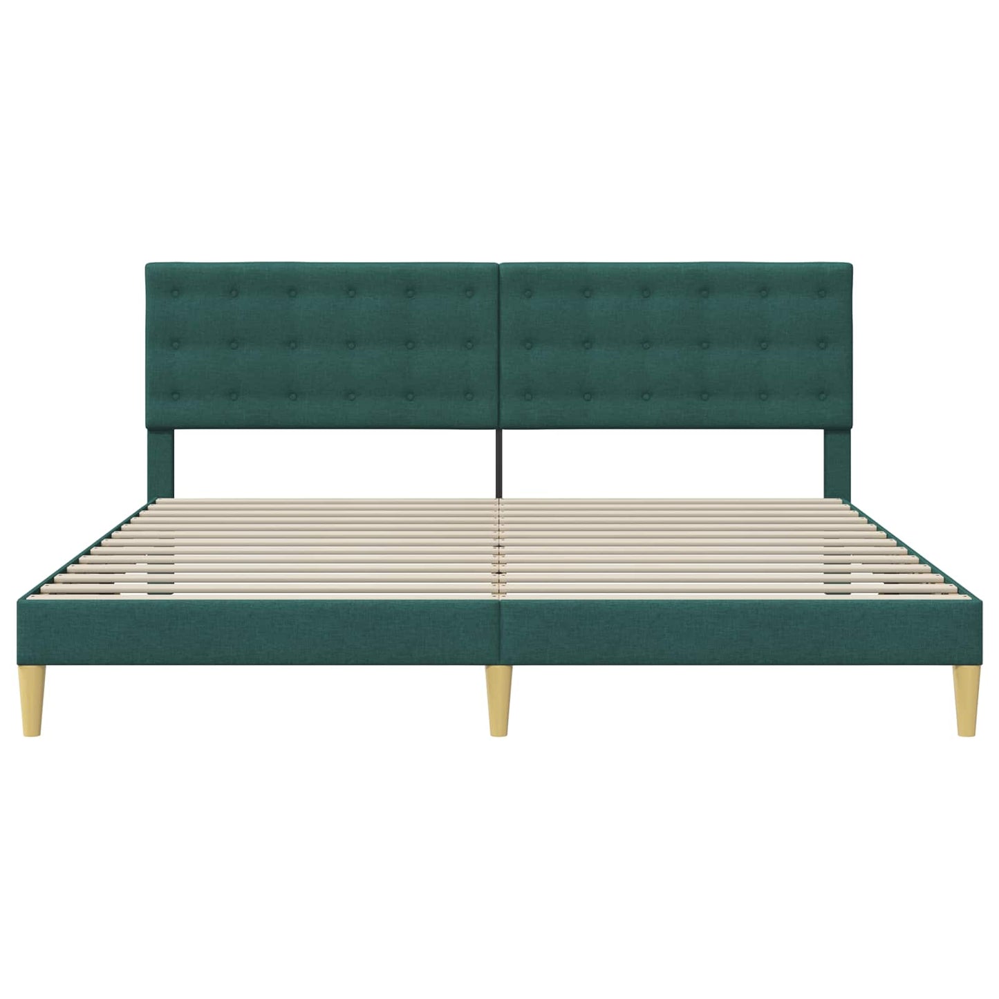 Sengestel med hovedgærde Mørkegrøn 200 x 200 cm Stof