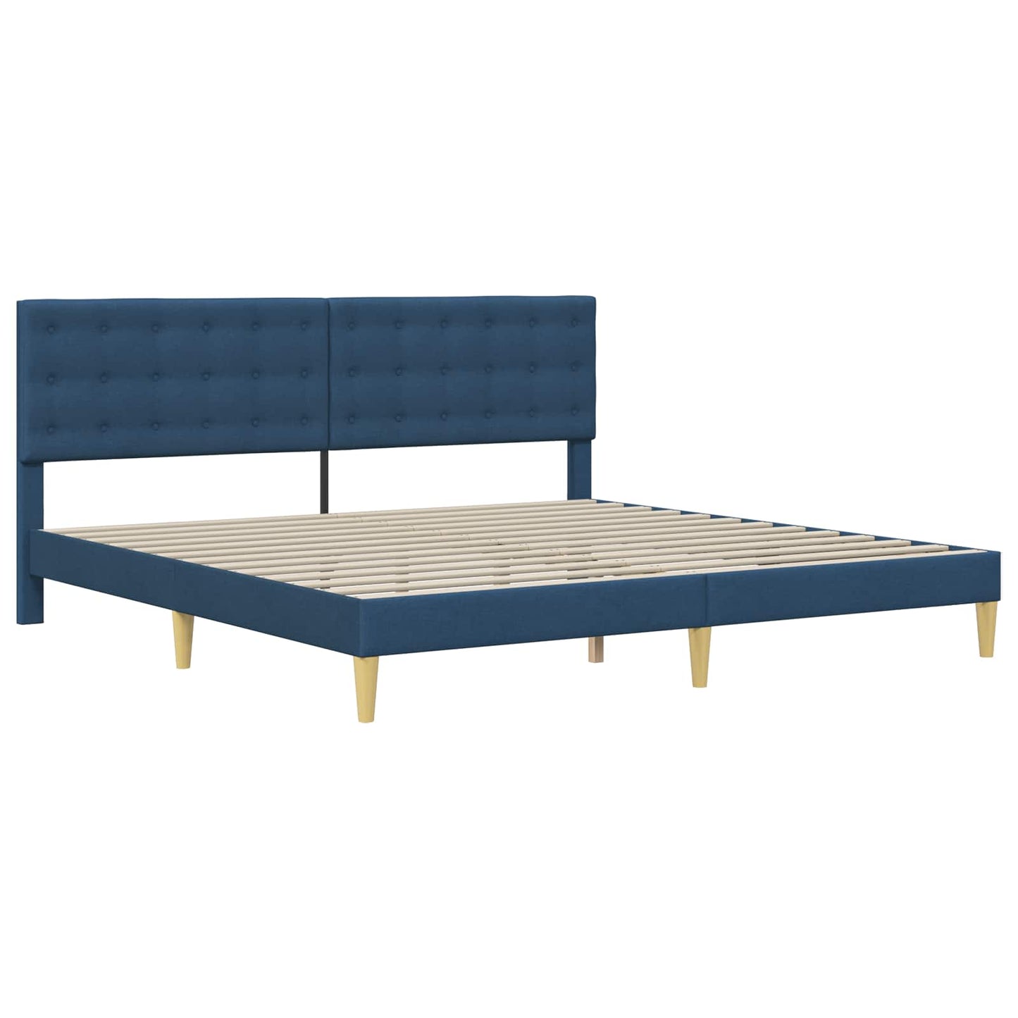 Sengestel med hovedgærde Blå 200 x 200 cm Stof