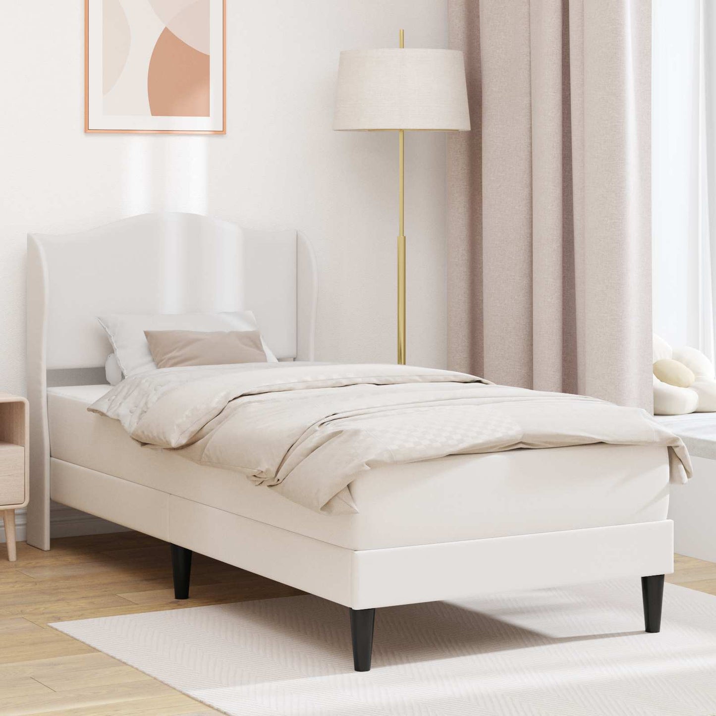 Sengestel med hovedgærde Hvid 80 x 200 cm Kunstlæder