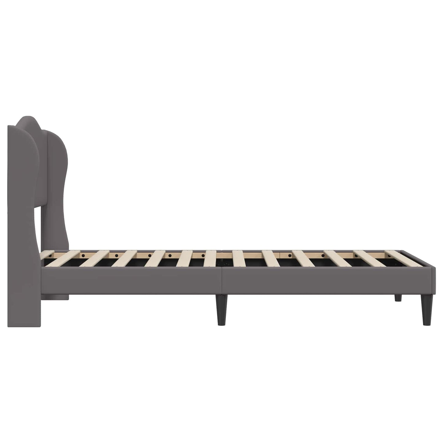 Sengestel med hovedgærde Grå 90 x 190 cm Kunstlæder