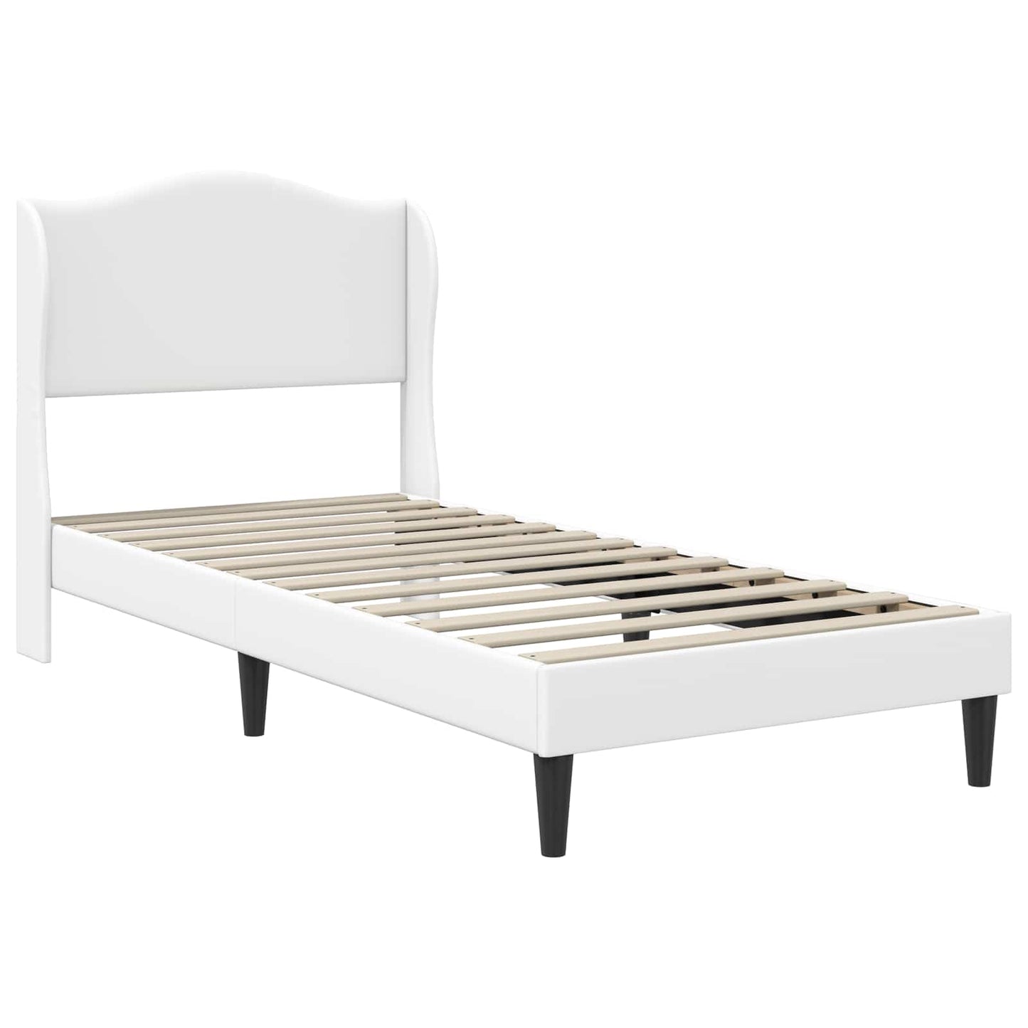 Sengestel med hovedgærde Hvid 90 x 190 cm Kunstlæder