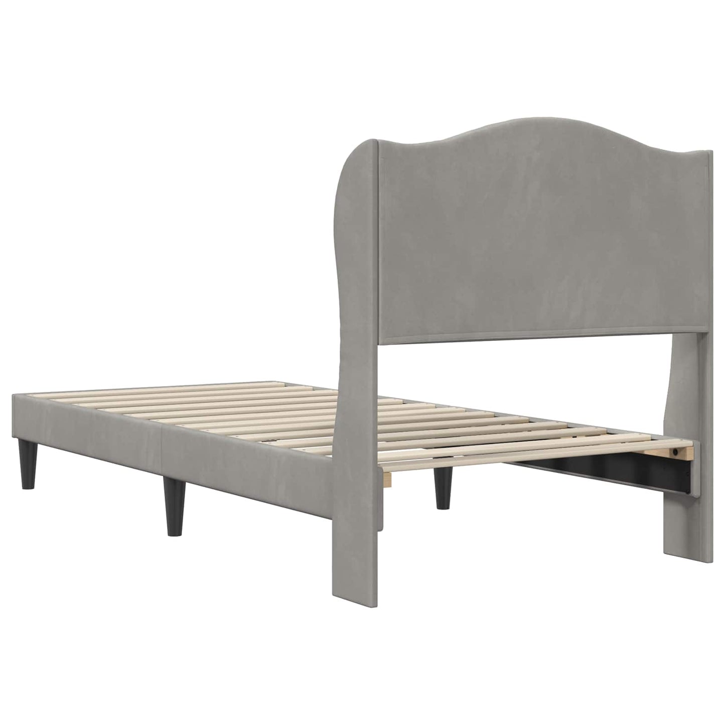 Sengestel med hovedgærde Lysegrå 90 x 200 cm Fløjl