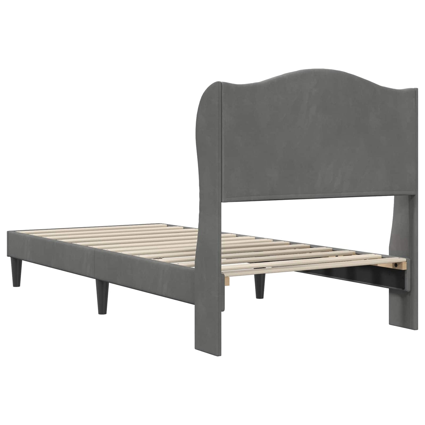 Sengestel med hovedgærde Mørkegrå 90 x 200 cm Fløjl