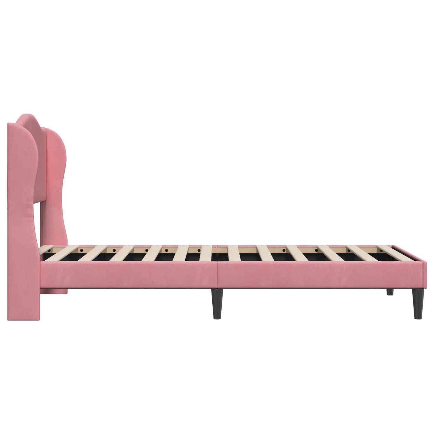 Sengestel med hovedgærde Lyserød 100 x 200 cm Fløjl