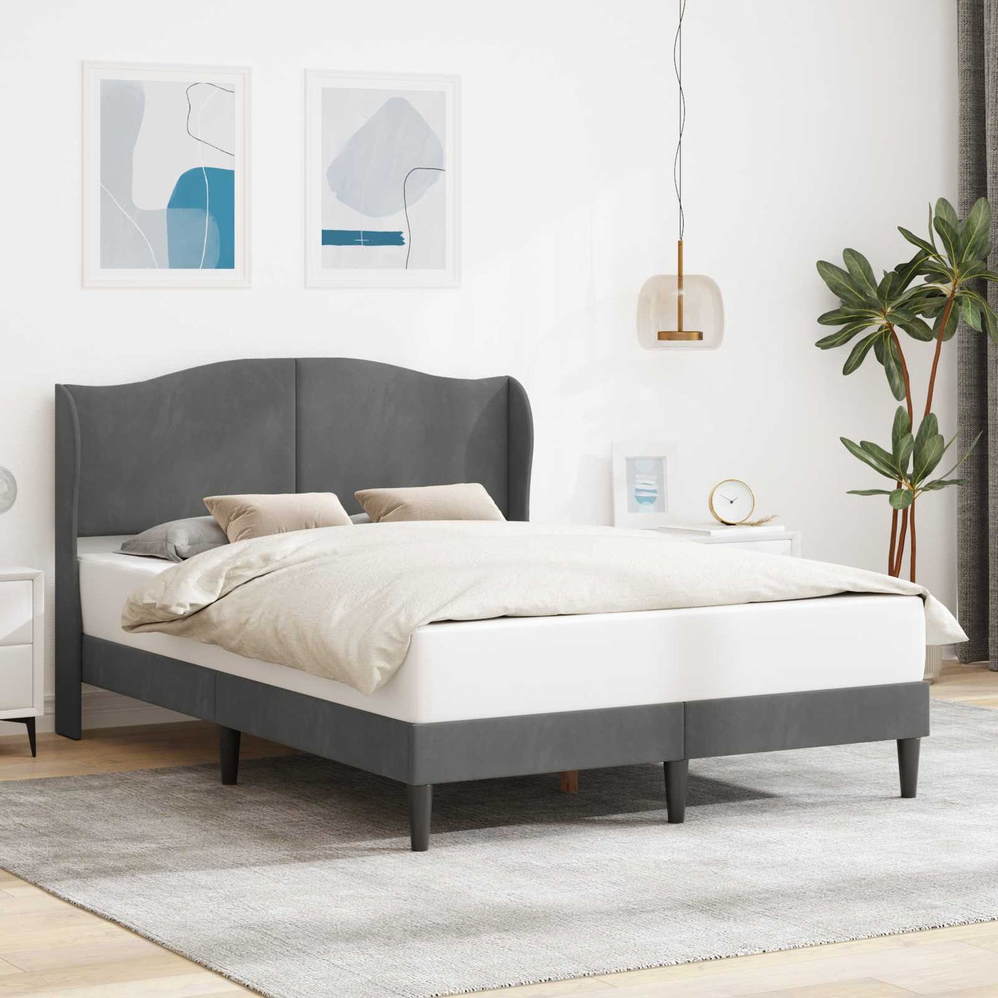 Sengestel med hovedgærde Mørkegrå 120 x 190 cm Fløjl