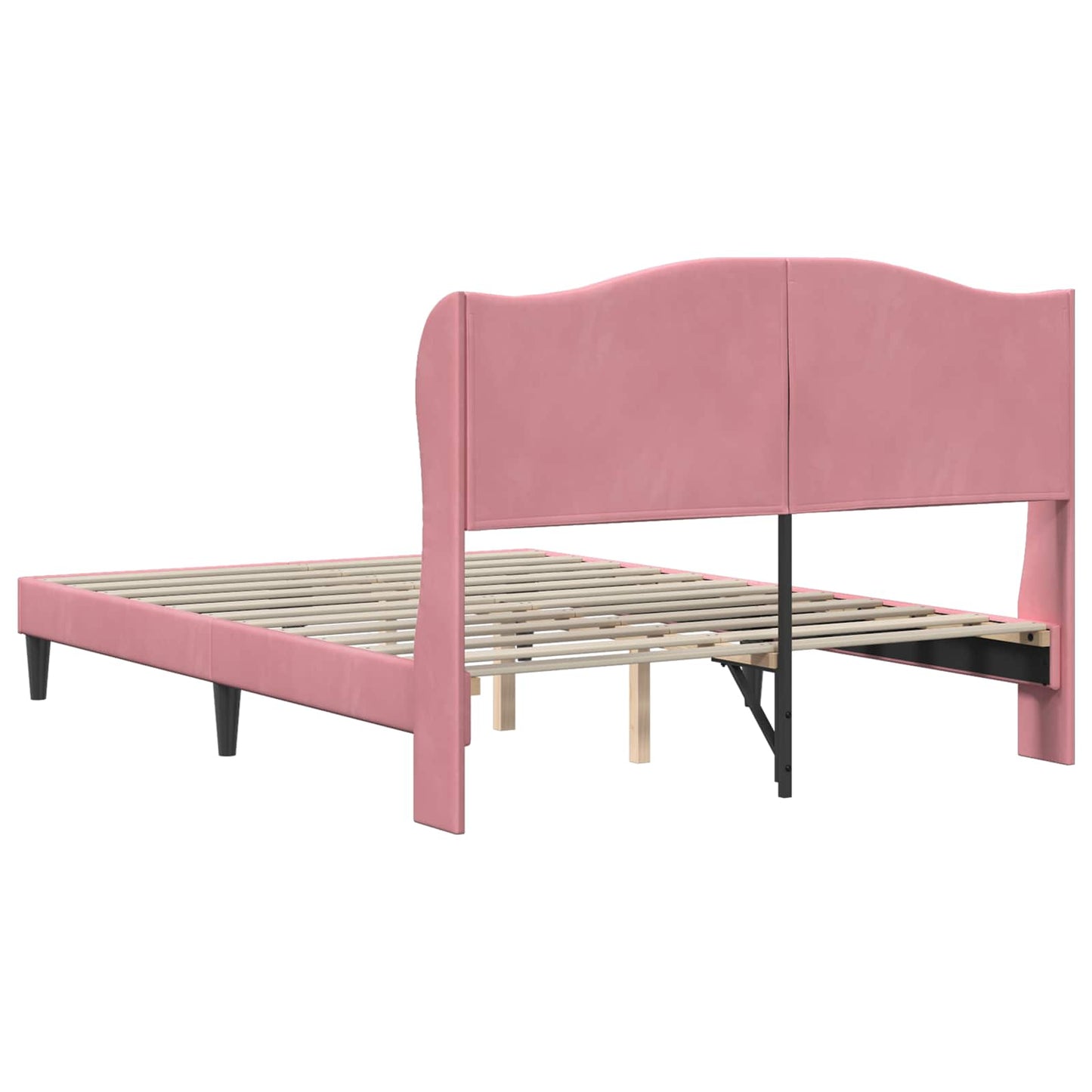 Sengestel med hovedgærde Lyserød 120 x 190 cm Fløjl