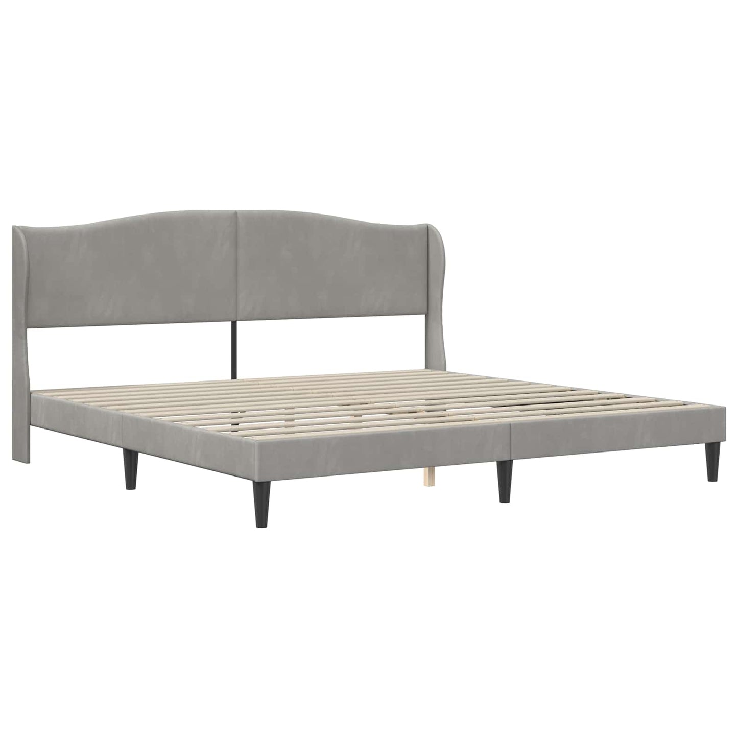 Sengestel med hovedgærde Lysegrå 200 x 200 cm Fløjl