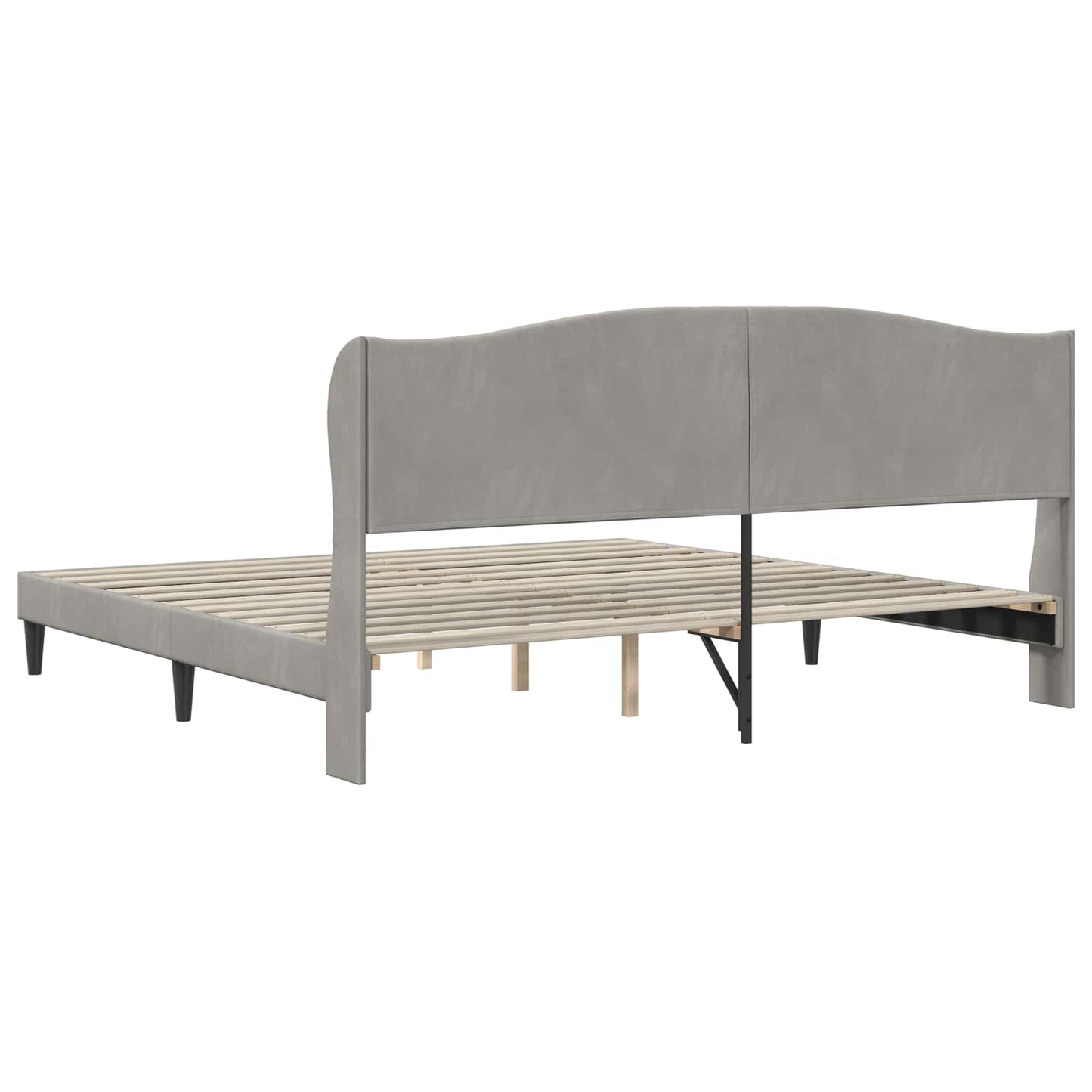 Sengestel med hovedgærde Lysegrå 200 x 200 cm Fløjl