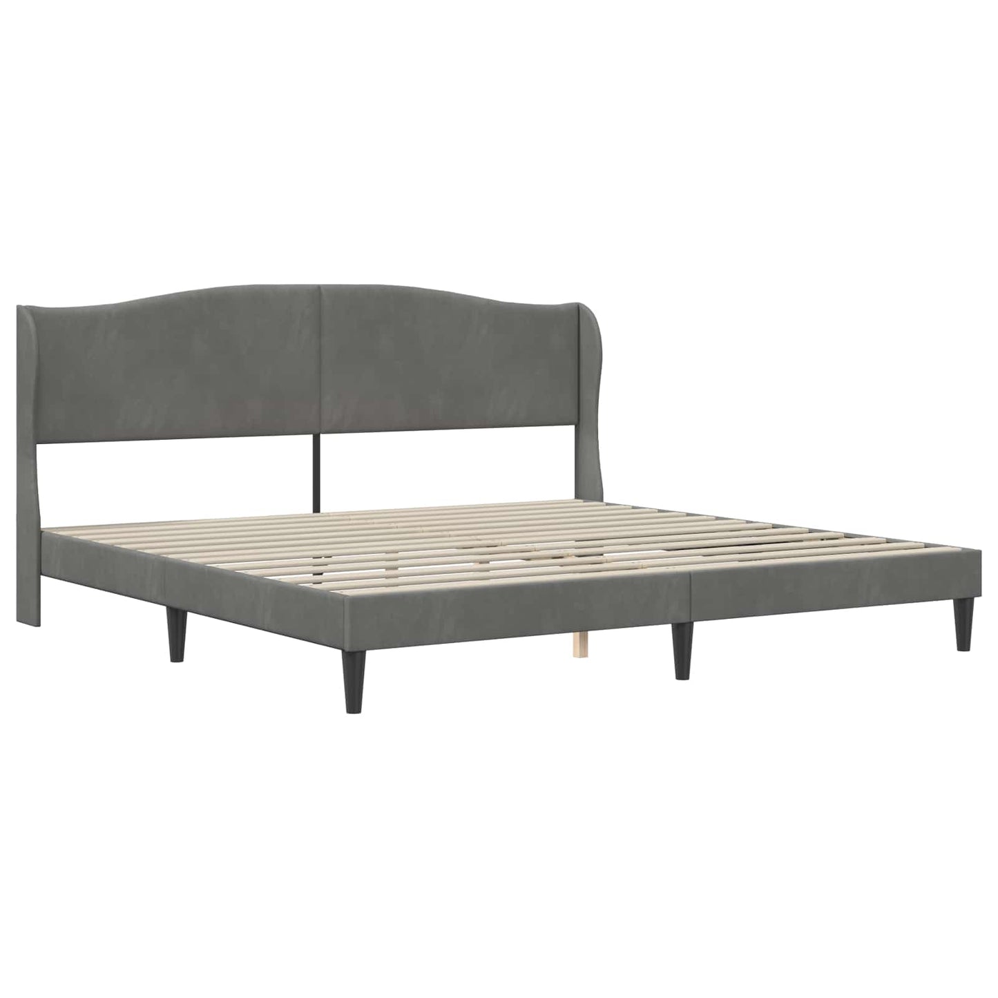 Sengestel med hovedgærde Mørkegrå 200 x 200 cm Fløjl