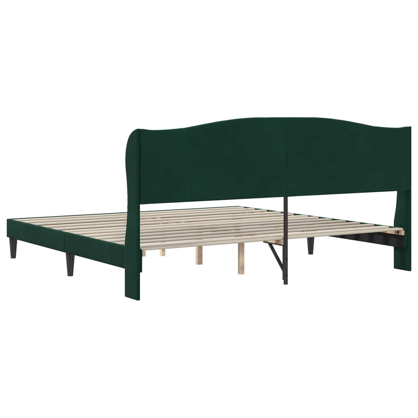Sengestel med hovedgærde Mørkegrøn 200 x 200 cm Fløjl