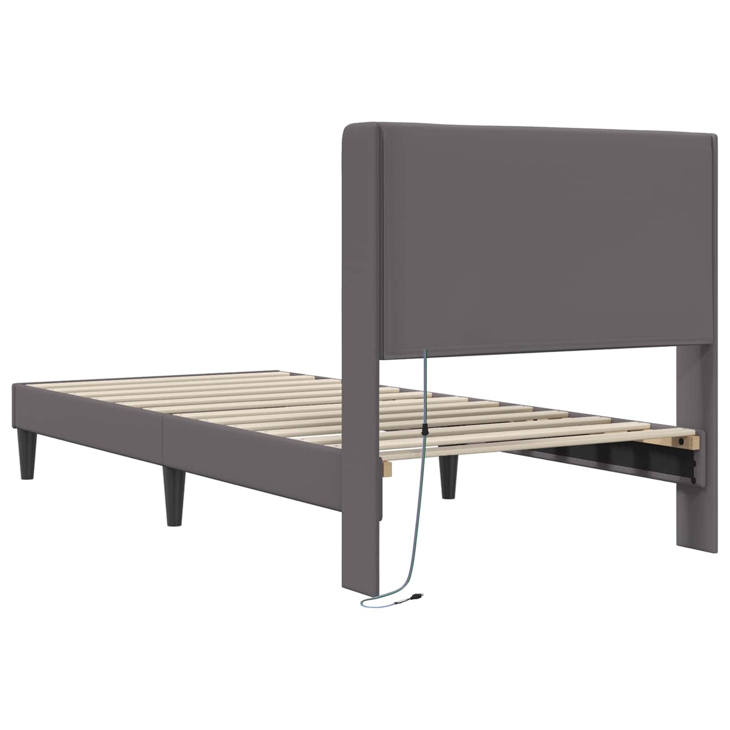 Sengestel med LED-lysstrimler Grå 80 x 200 cm Kunstlæder