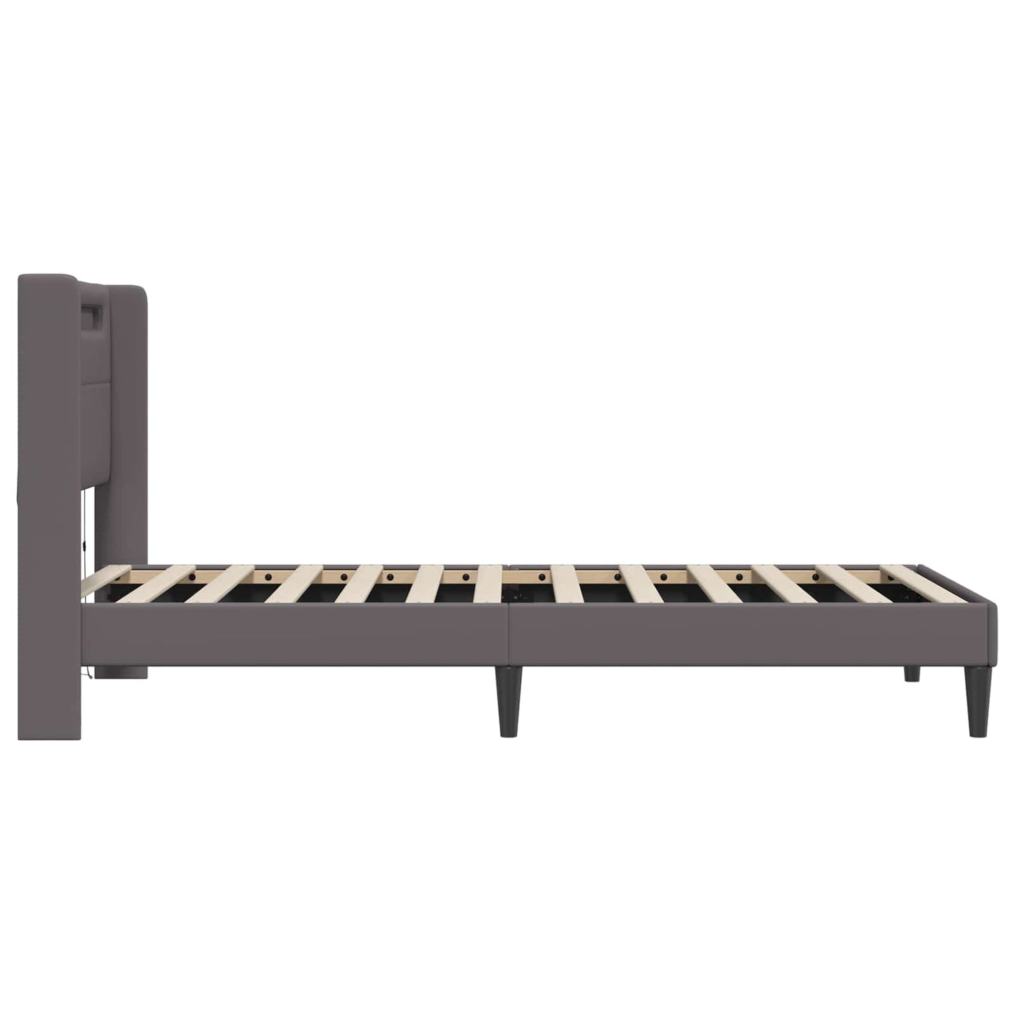 Sengestel med LED-lysstrimler Grå 80 x 200 cm Kunstlæder