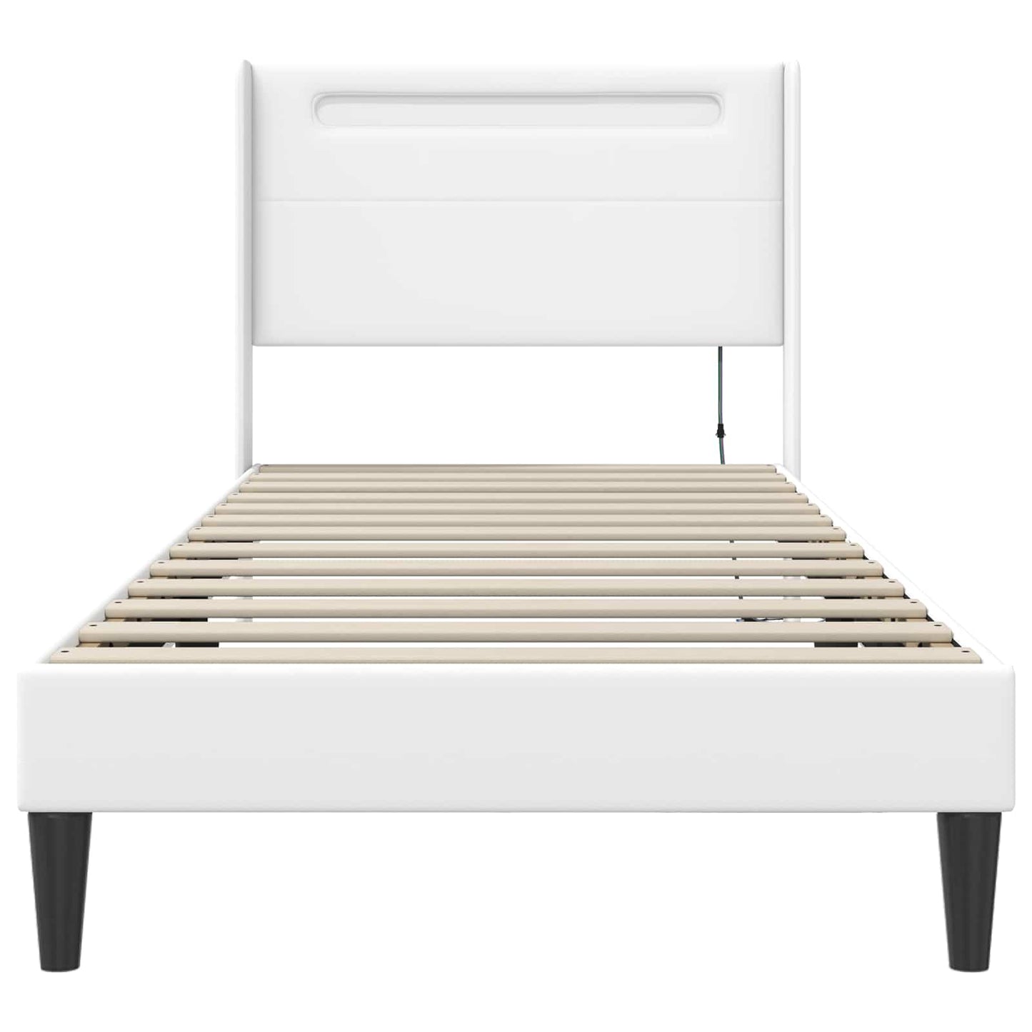 Sengestel med LED-lysstrimler Hvid 90 x 190 cm Kunstlæder