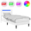 Sengestel med LED-lysstrimler Hvid 90 x 200 cm Kunstlæder