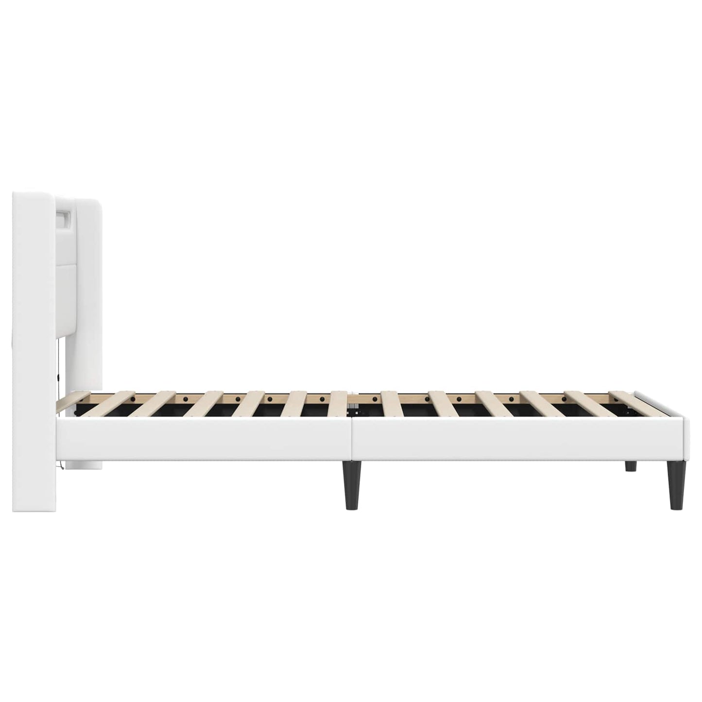 Sengestel med LED-lysstrimler Hvid 90 x 200 cm Kunstlæder