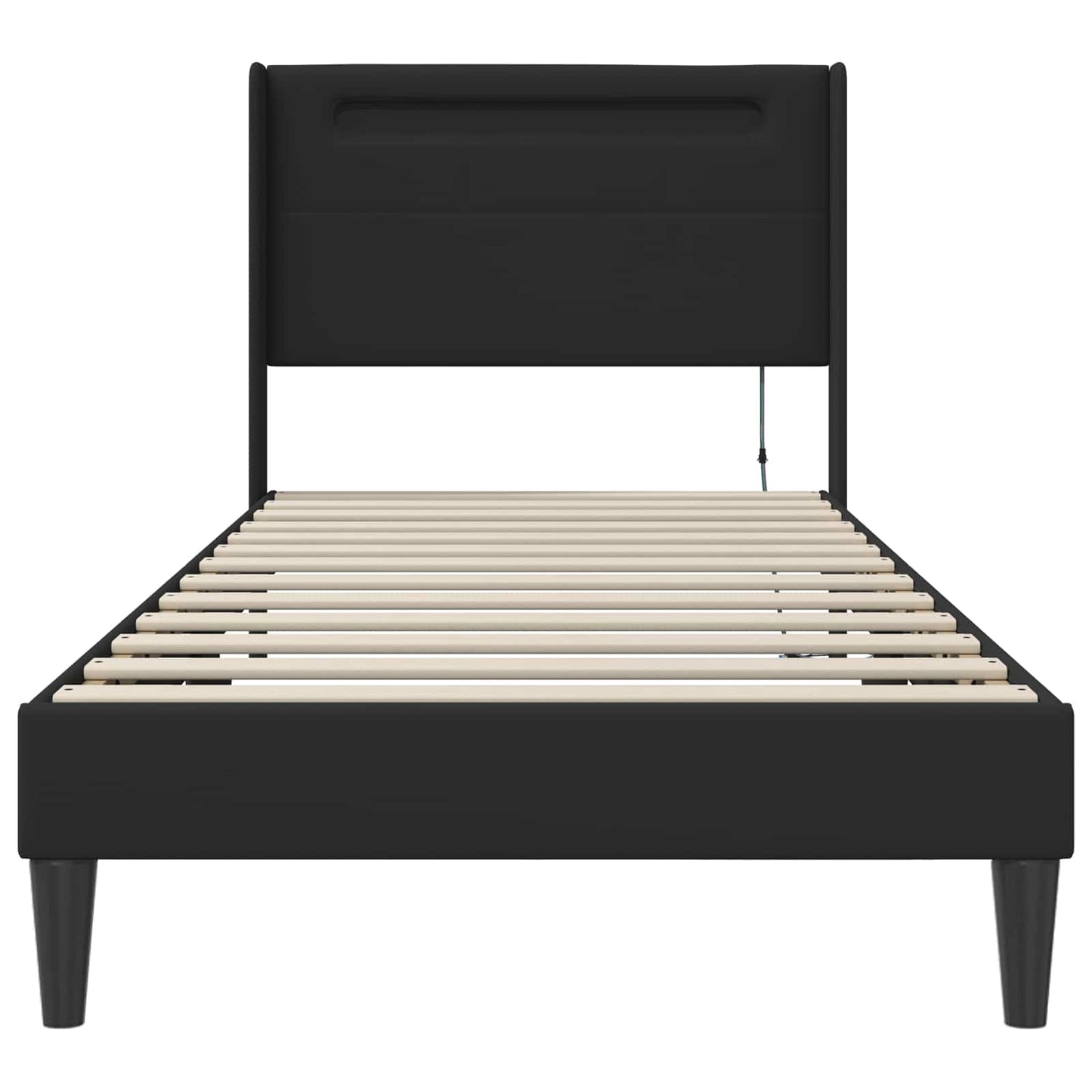 Sengestel med LED-lysstrimler Sort 100 x 200 cm Kunstlæder