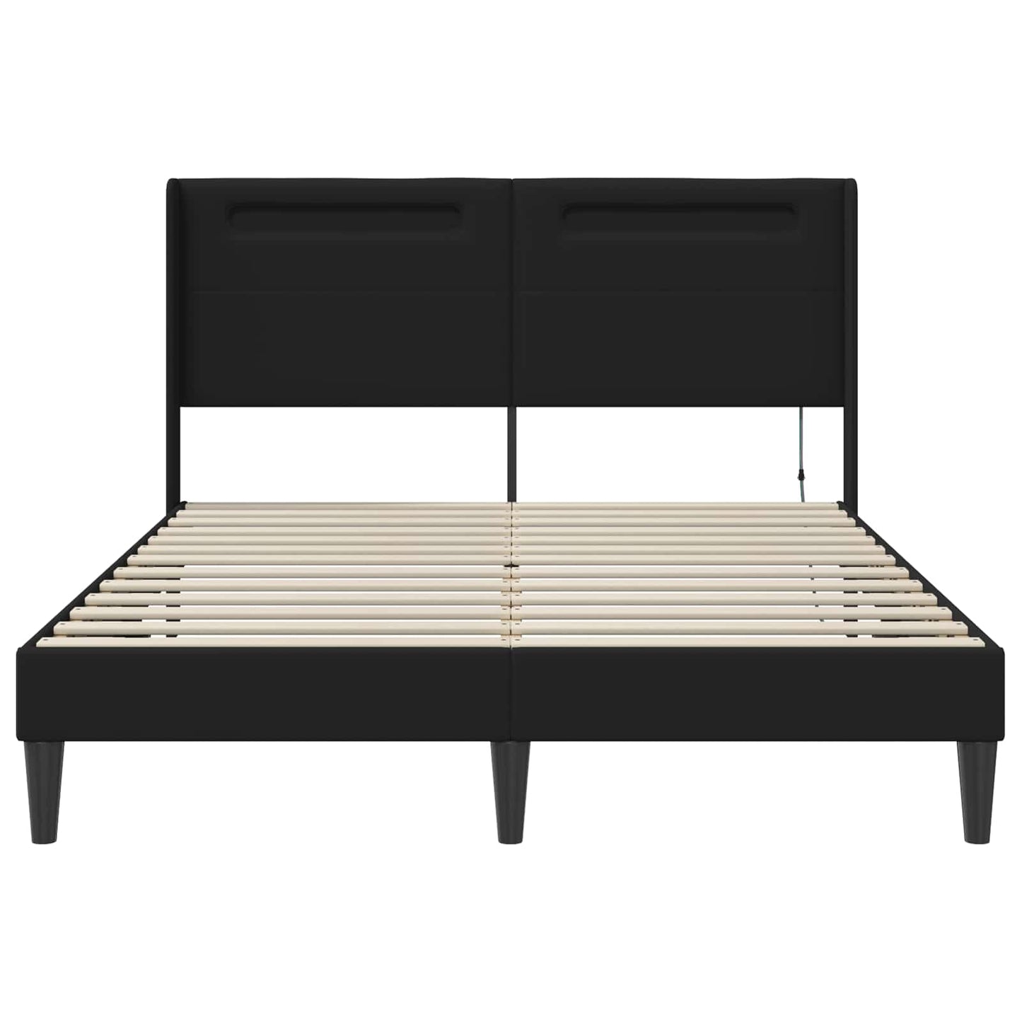 Sengestel med LED-lysstrimler Sort 120 x 190 cm Kunstlæder