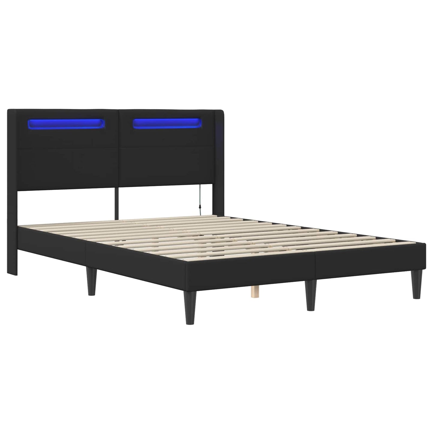 Sengestel med LED-lysstrimler Sort 120 x 200 cm Kunstlæder