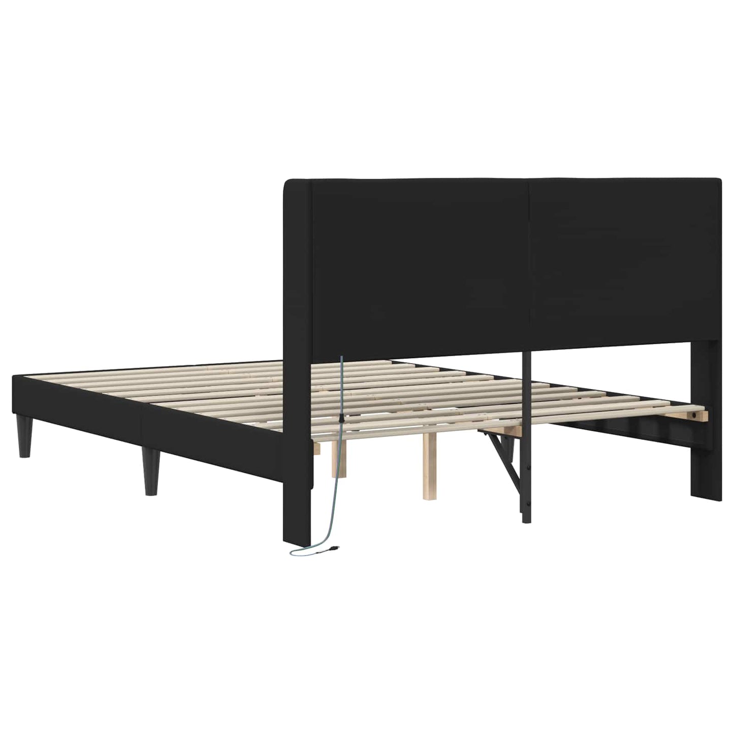 Sengestel med LED-lysstrimler Sort 120 x 200 cm Kunstlæder