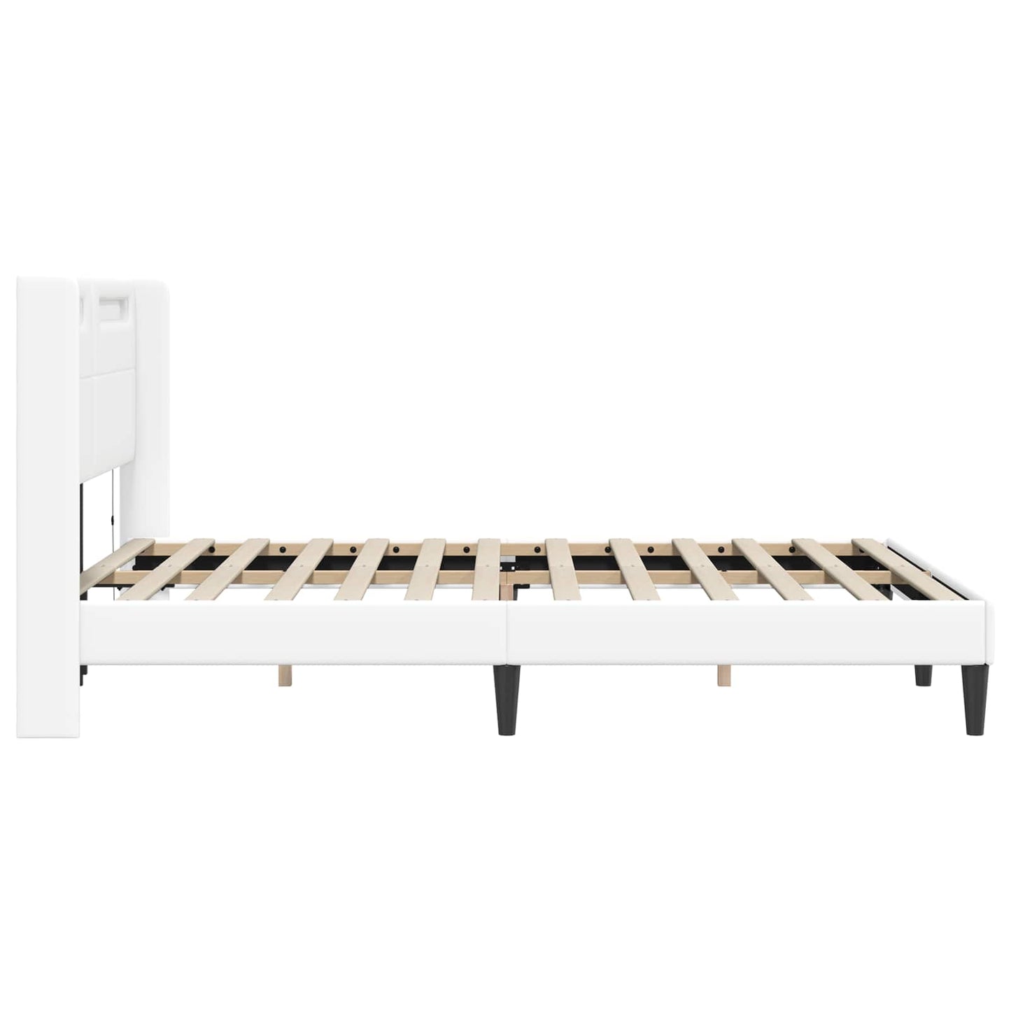 Sengestel med LED-lysstrimler Hvid 120 x 200 cm Kunstlæder