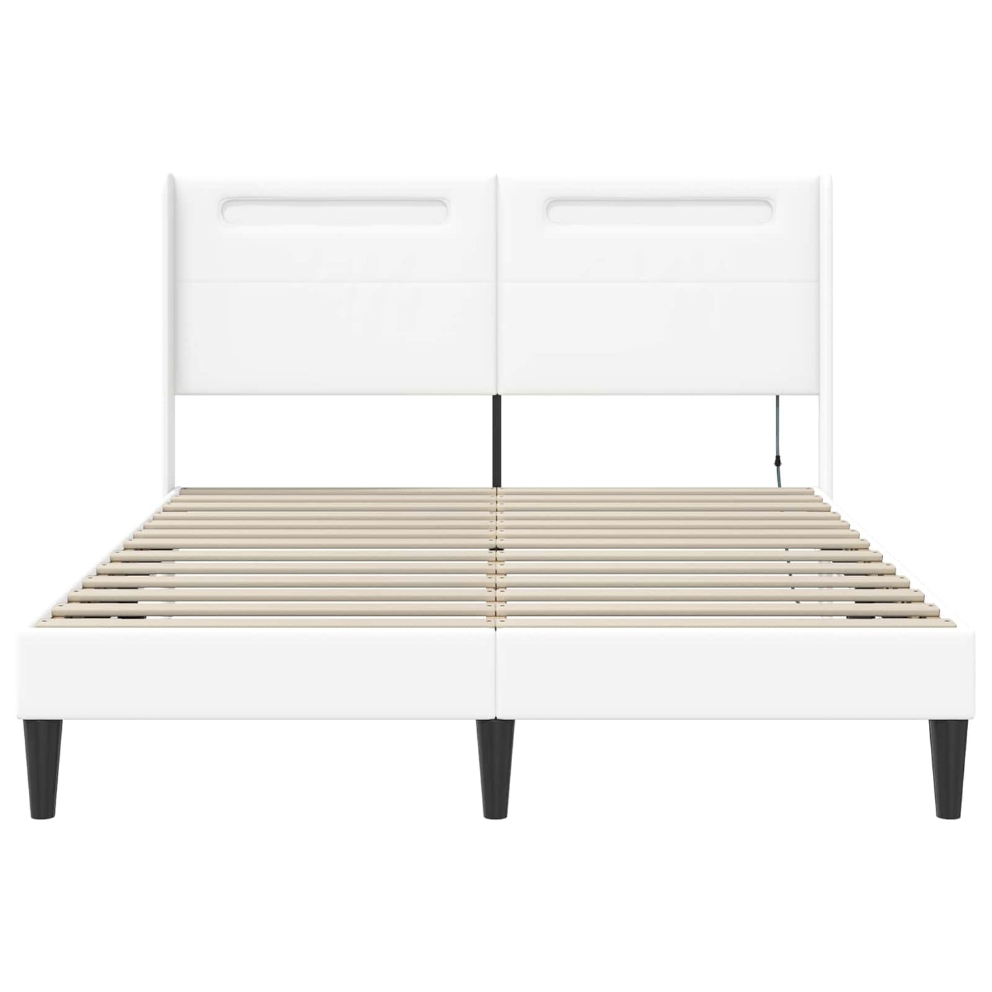 Sengestel med LED-lysstrimler Hvid 160 x 200 cm Kunstlæder