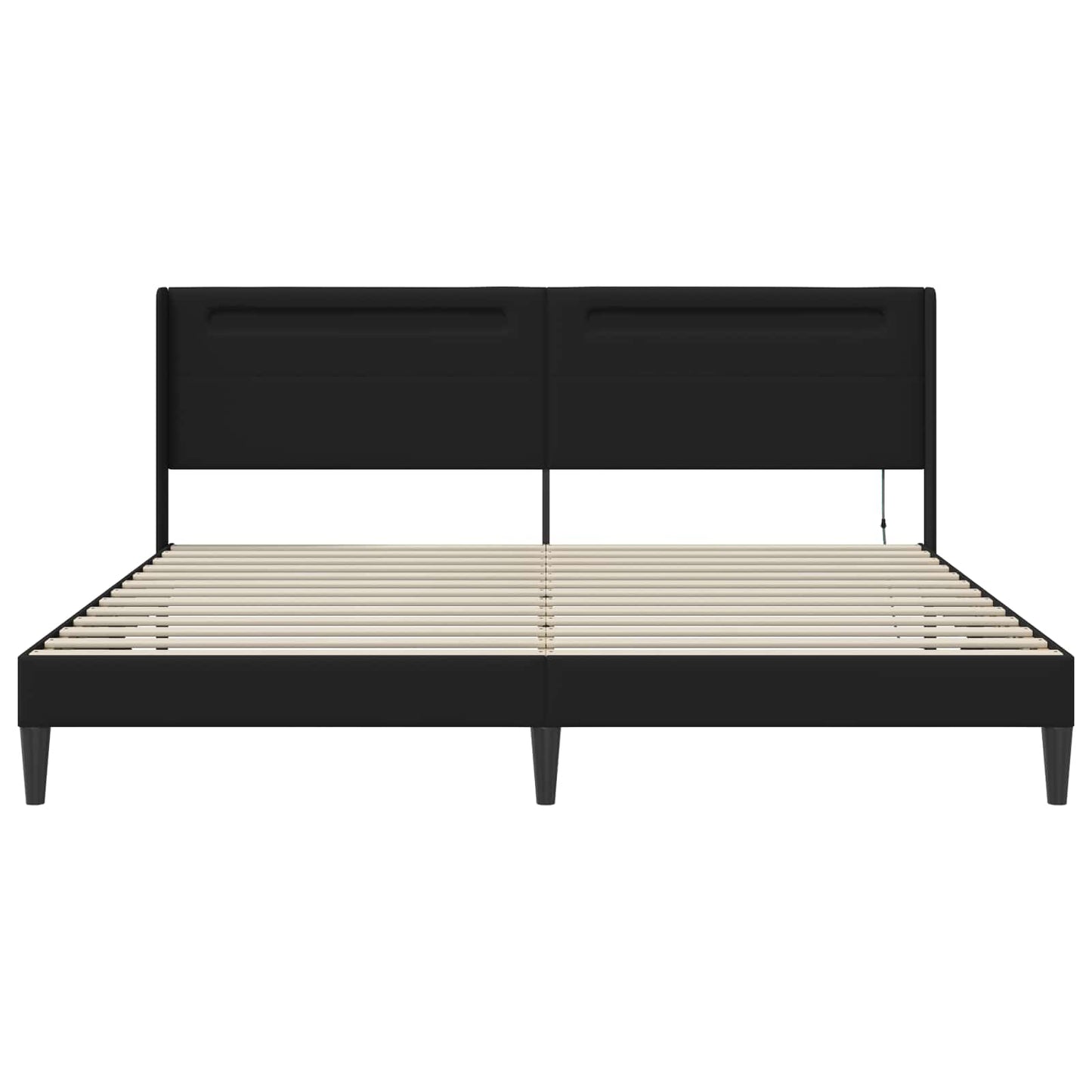 Sengestel med LED-lysstrimler Sort 180 x 200 cm Kunstlæder