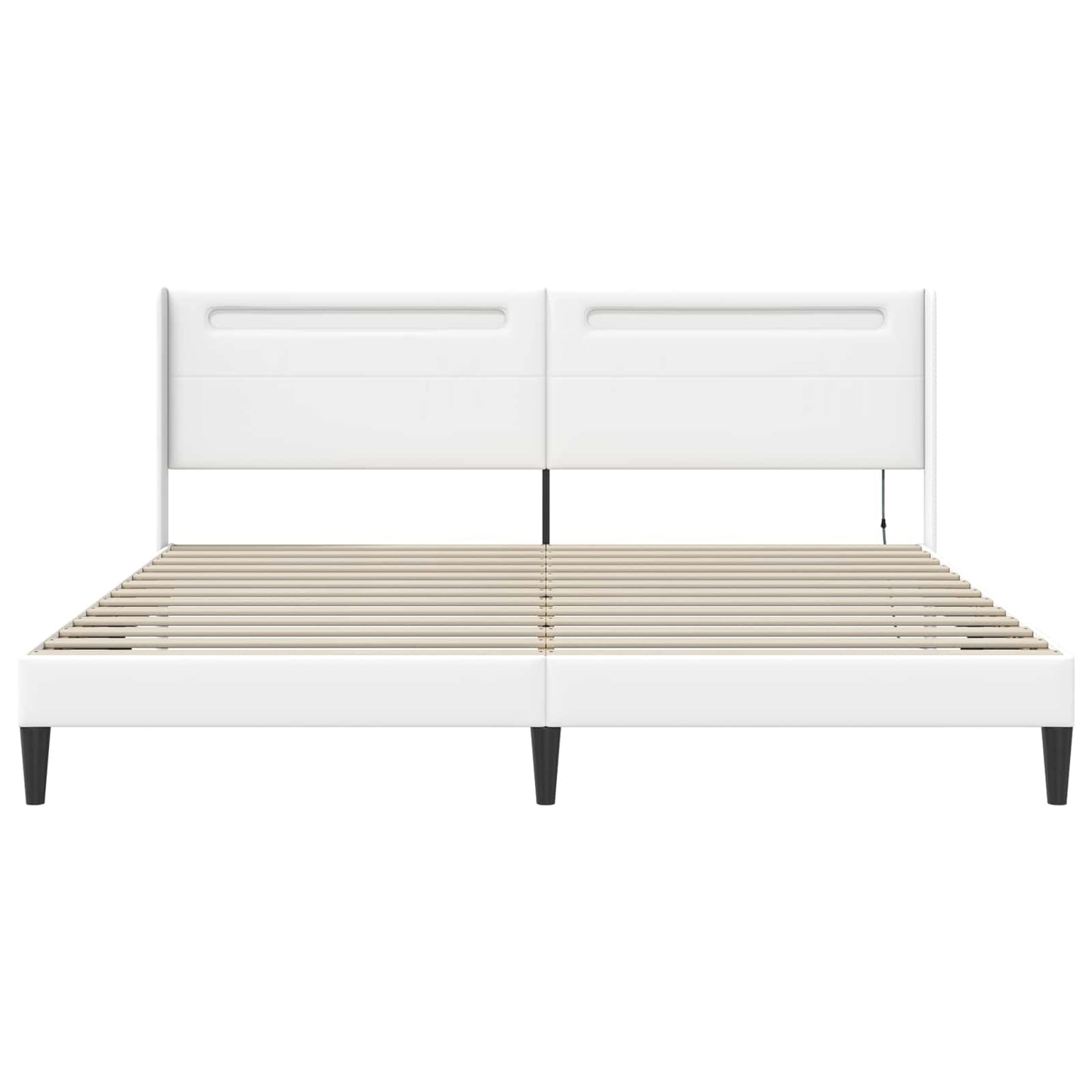 Sengestel med LED-lysstrimler Hvid 200 x200 cm Kunstlæder
