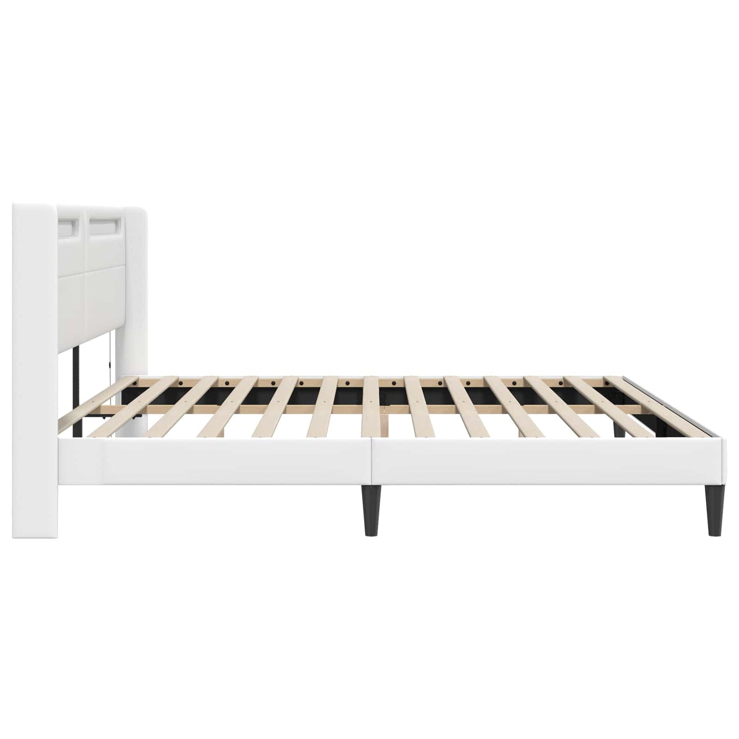 Sengestel med LED-lysstrimler Hvid 200 x200 cm Kunstlæder