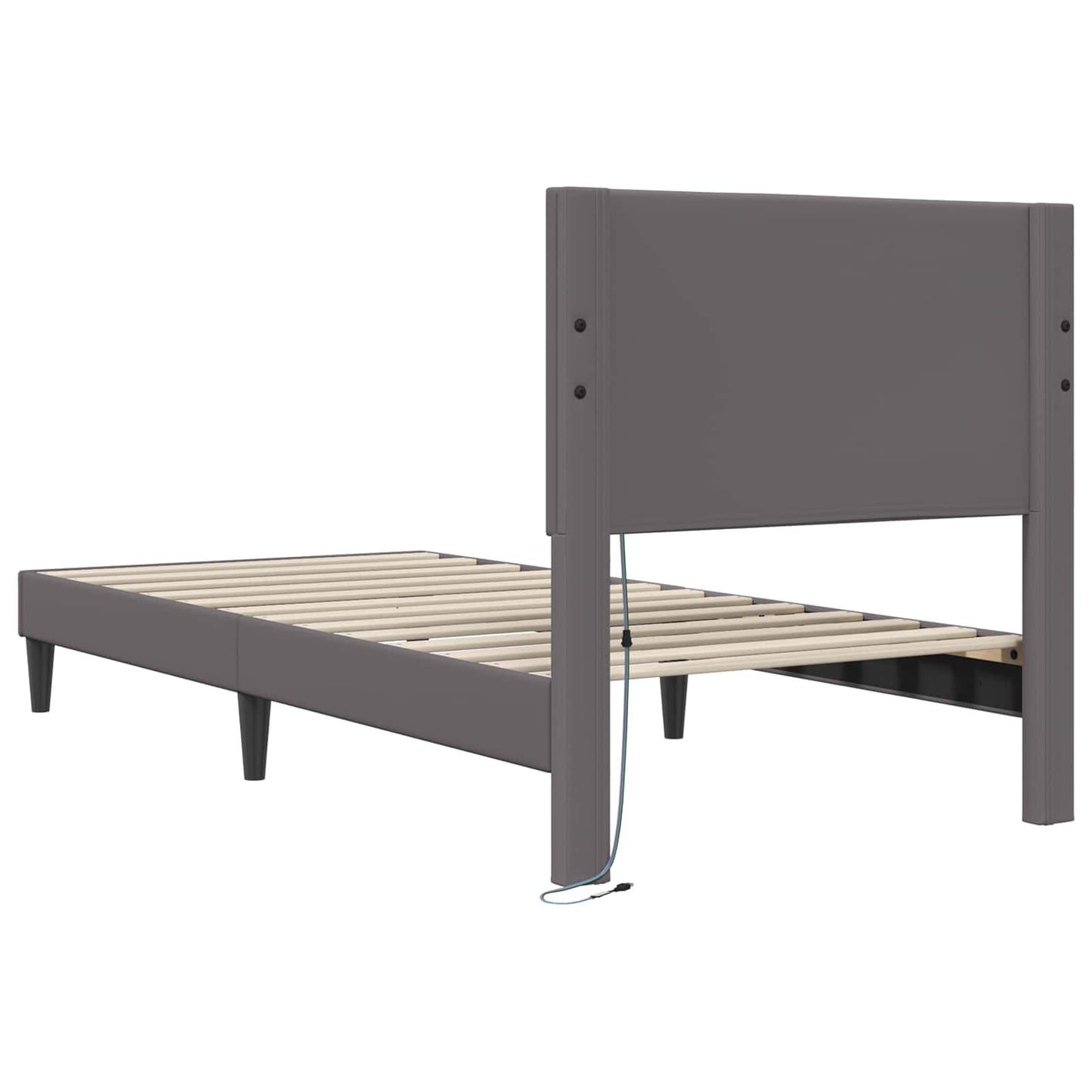 Sengestel med LED-lysstrimler Grå 80 x 200 cm Kunstlæder