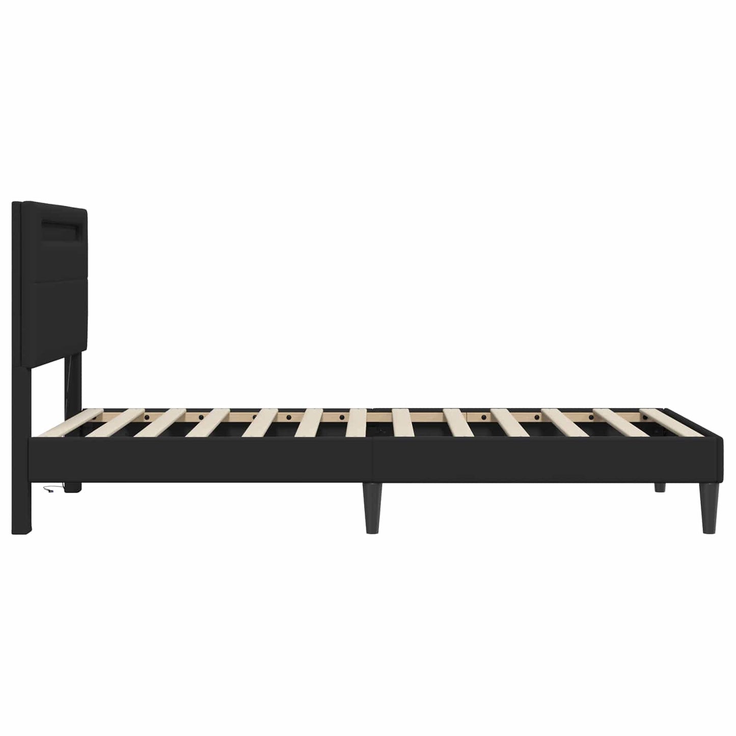 Sengestel med LED-lysstrimler Sort 80 x 200 cm Kunstlæder