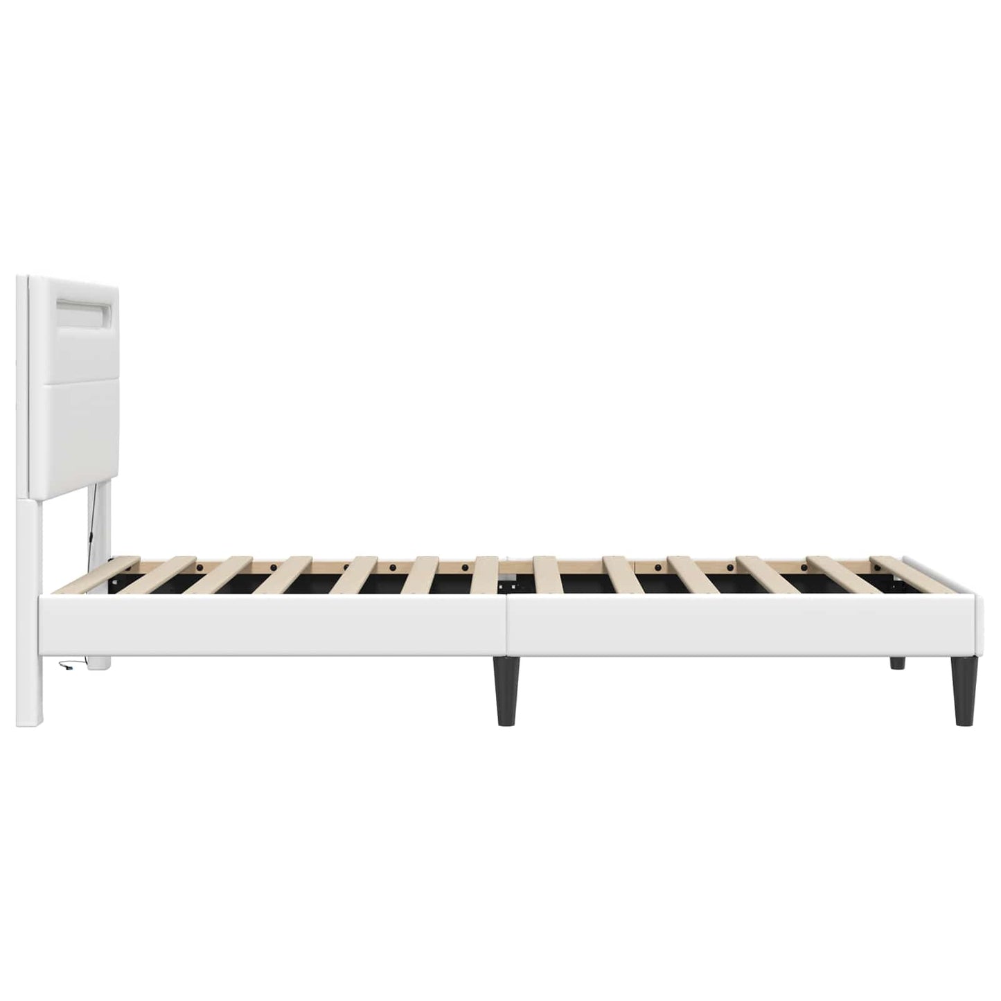 Sengestel med LED-lysstrimler Hvid 80 x 200 cm Kunstlæder