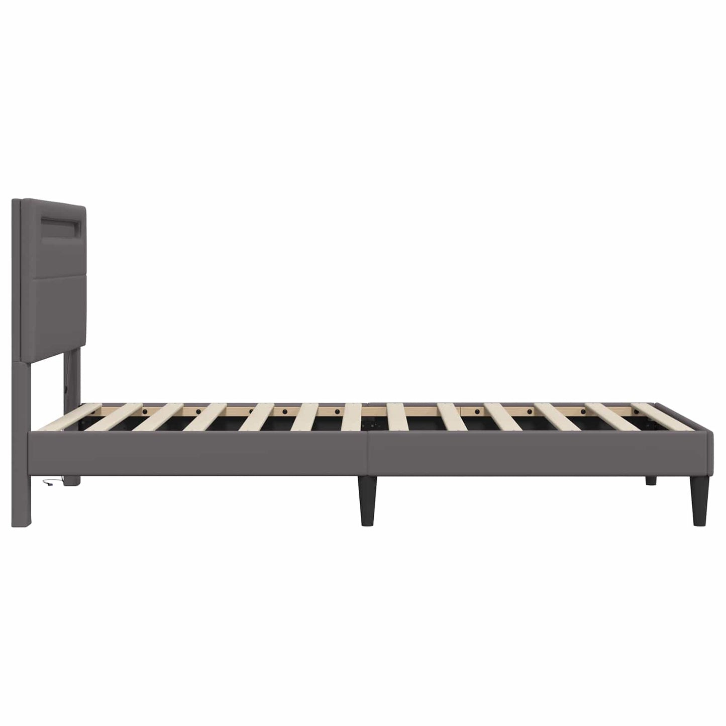 Sengestel med LED-lysstrimler Grå 90 x 190 cm Kunstlæder