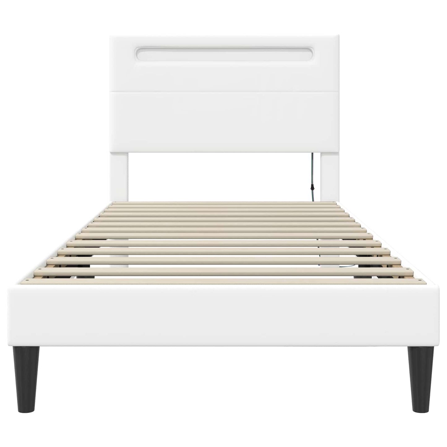 Sengestel med LED-lysstrimler Hvid 90 x 200 cm Kunstlæder
