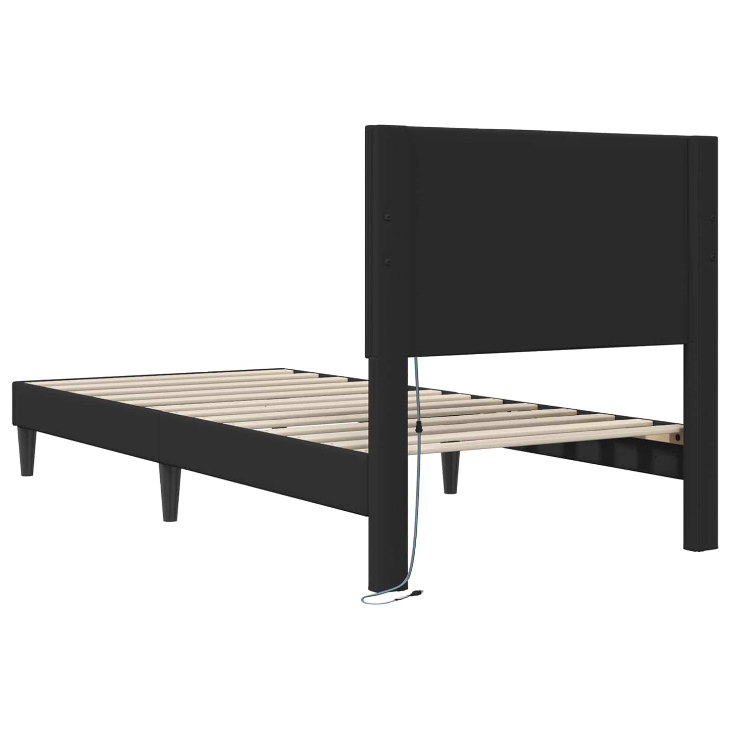 Sengestel med LED-lysstrimler Sort 100 x 200 cm Kunstlæder