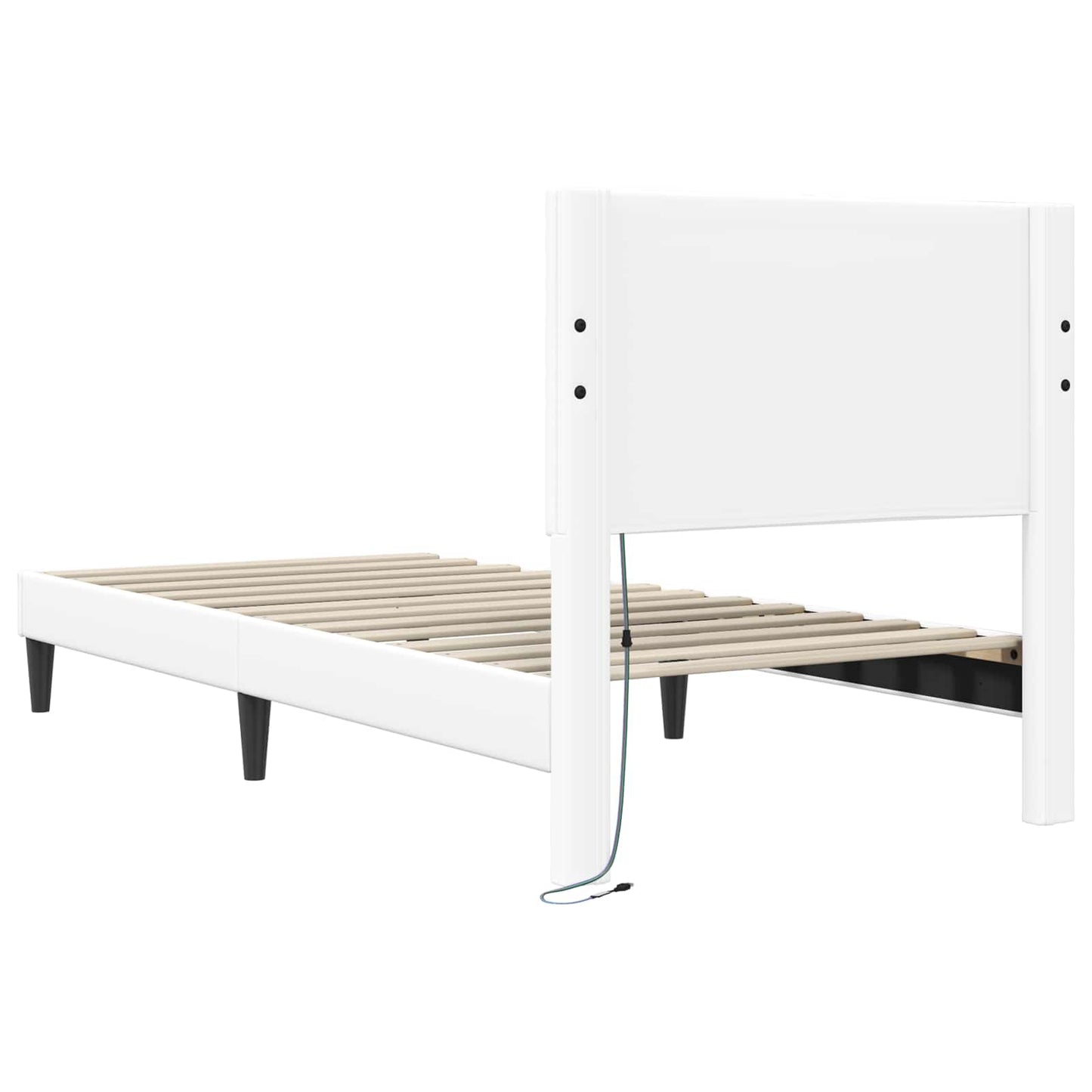 Sengestel med LED-lysstrimler Hvid 100 x 200 cm Kunstlæder