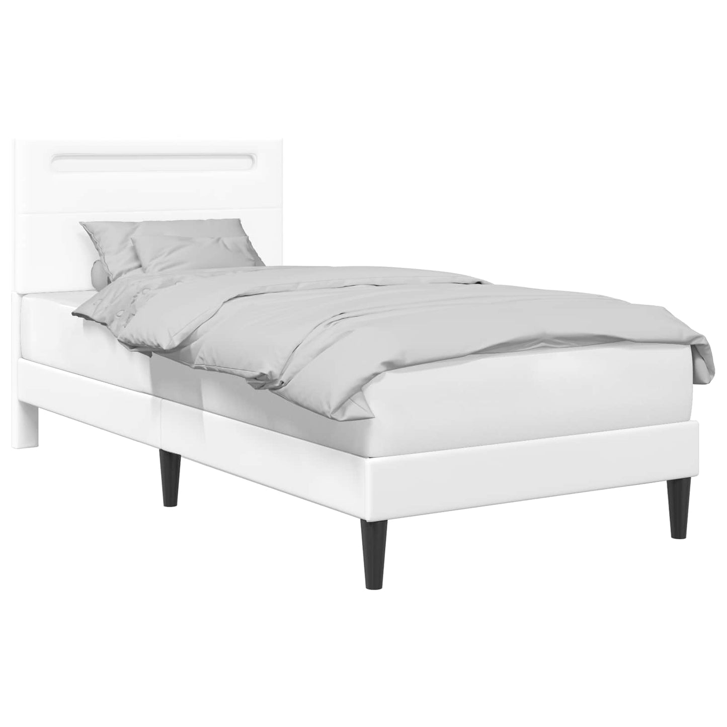 Sengestel med LED-lysstrimler Hvid 100 x 200 cm Kunstlæder